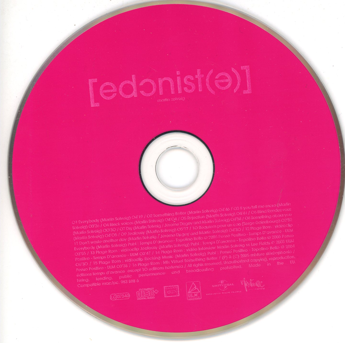 MARTIN SOLVEIG HEDONIST CD LEMASTERBROCKERS