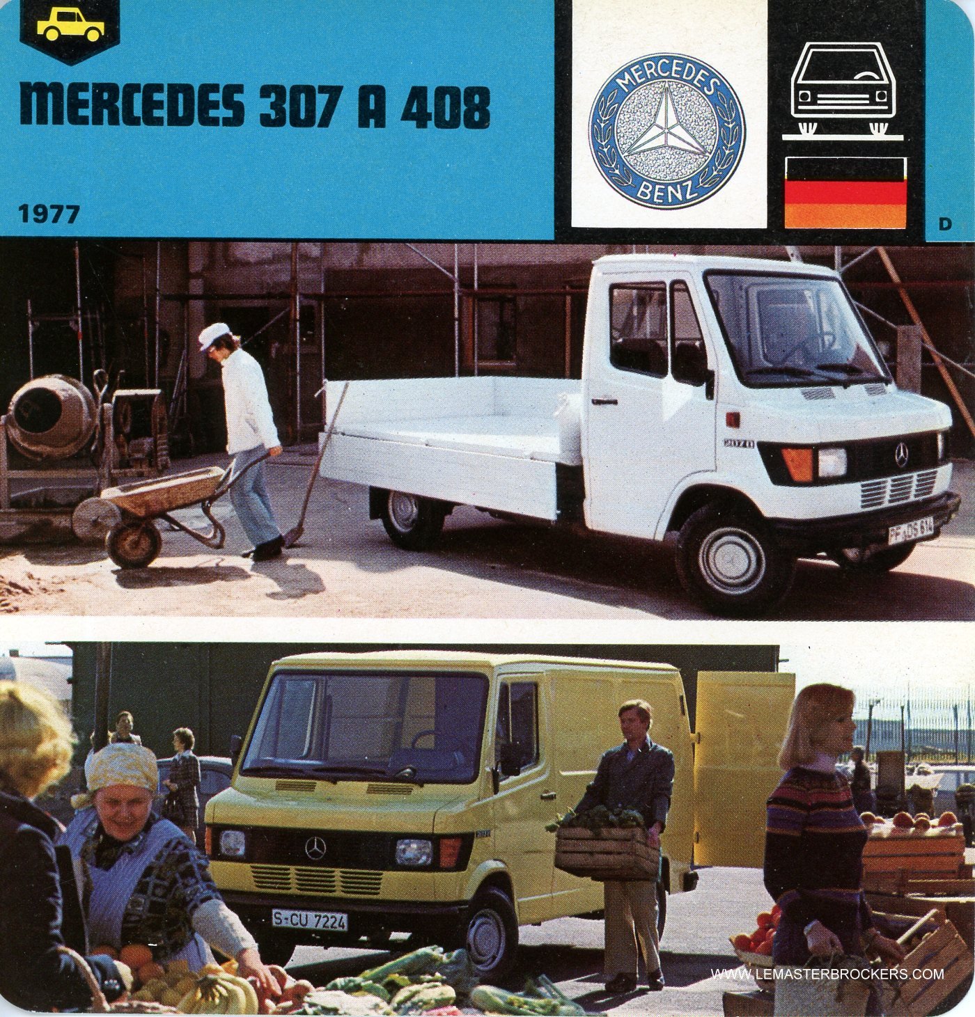 FICHE CAMION MERCEDES 307-408-CARS-CARD-LEMASTERROCKERS