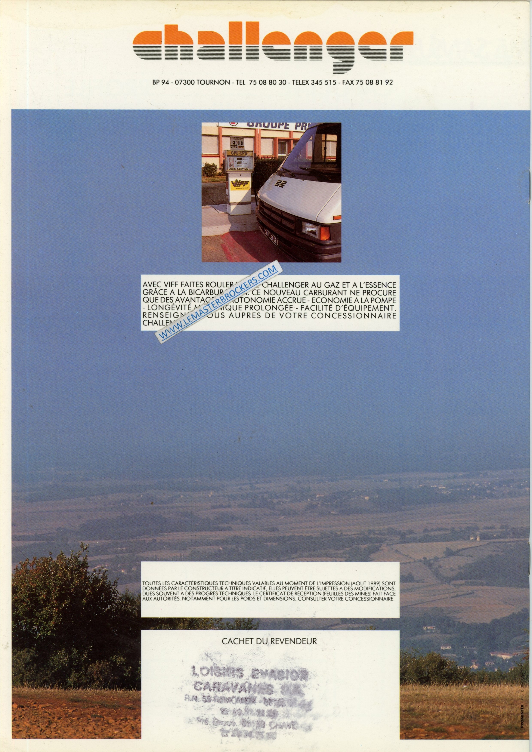BROCHURE CAMPING-CAR CHALLENGER 1990 LEMASTERBROCKERS