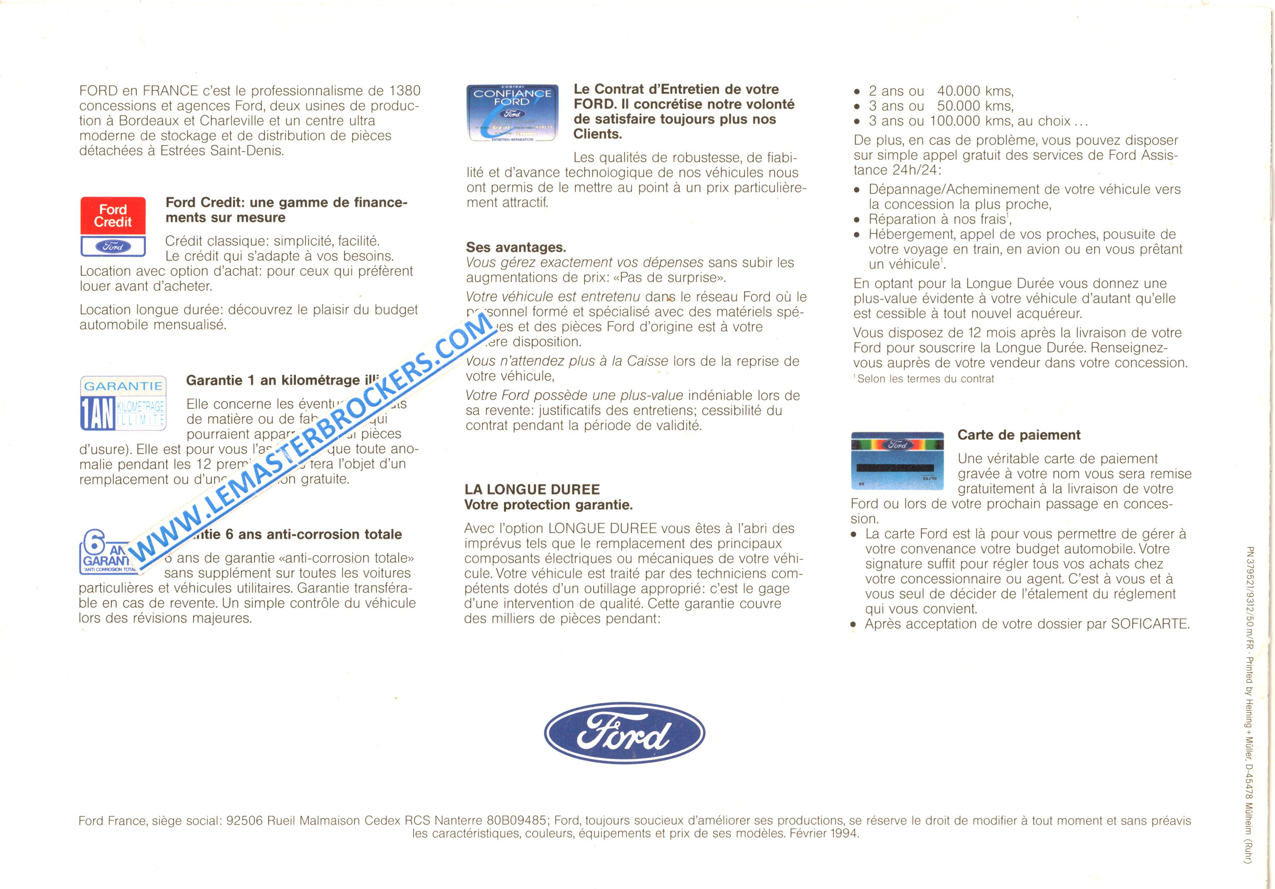 BROCHURE FORD PROBE 1994