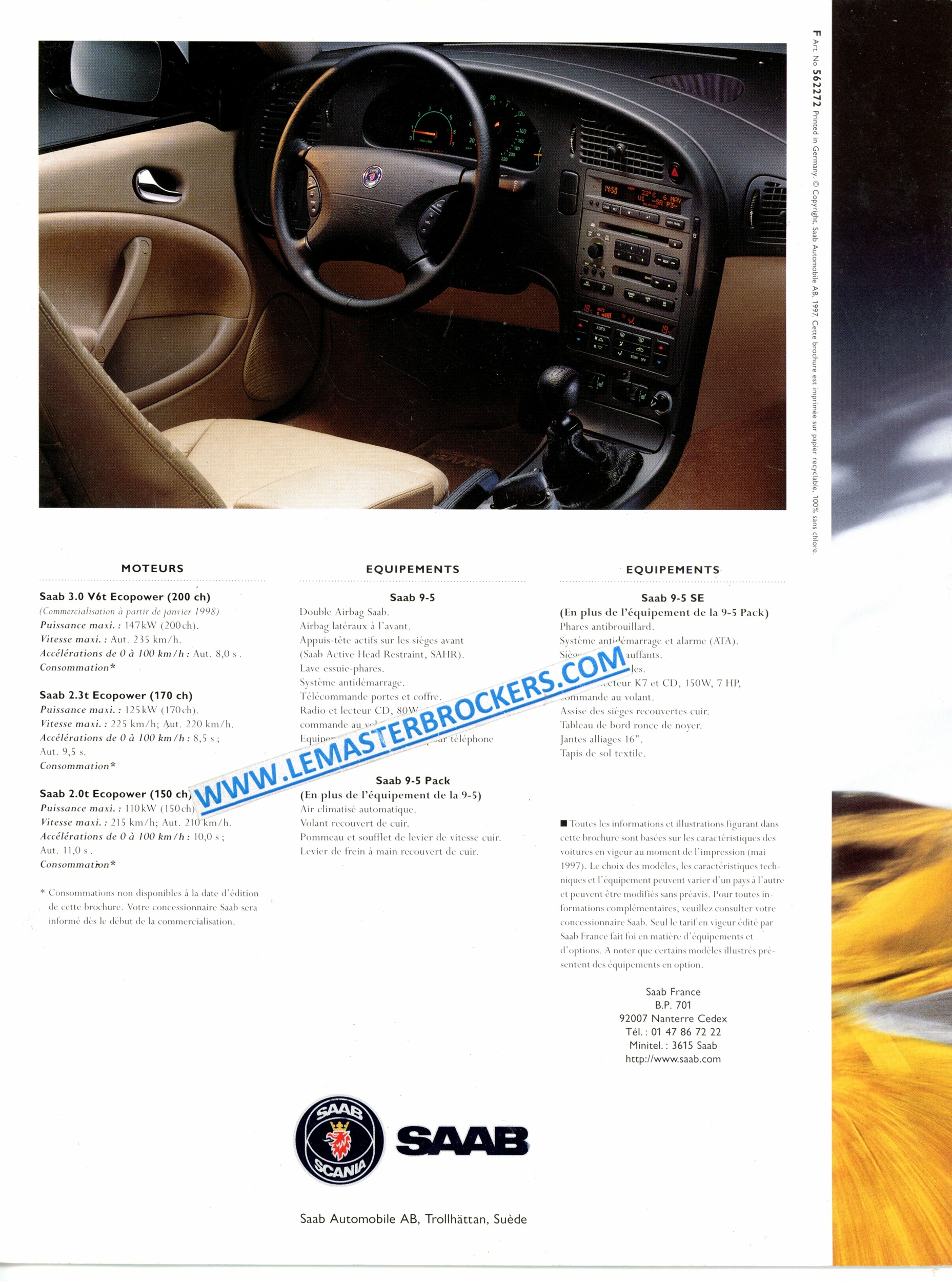 BROCHURE LA NOUVELLE SAAB 9-5 95