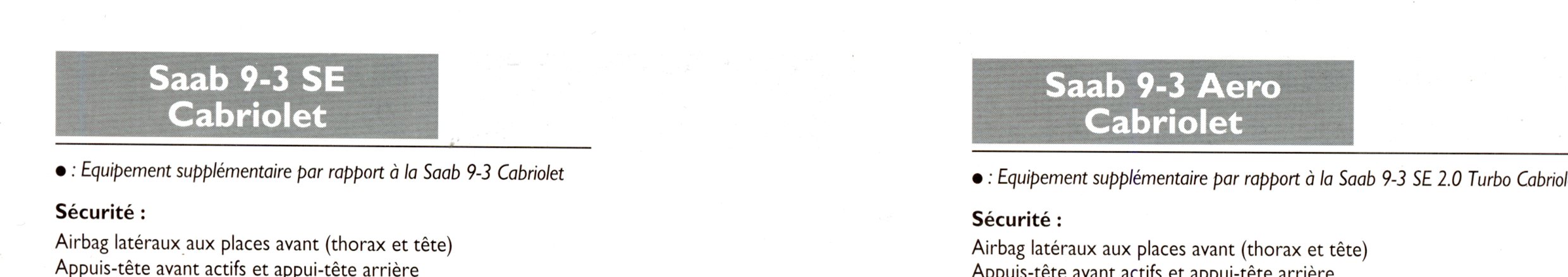 BROCHURE TARIF GAMME SAAB 2000