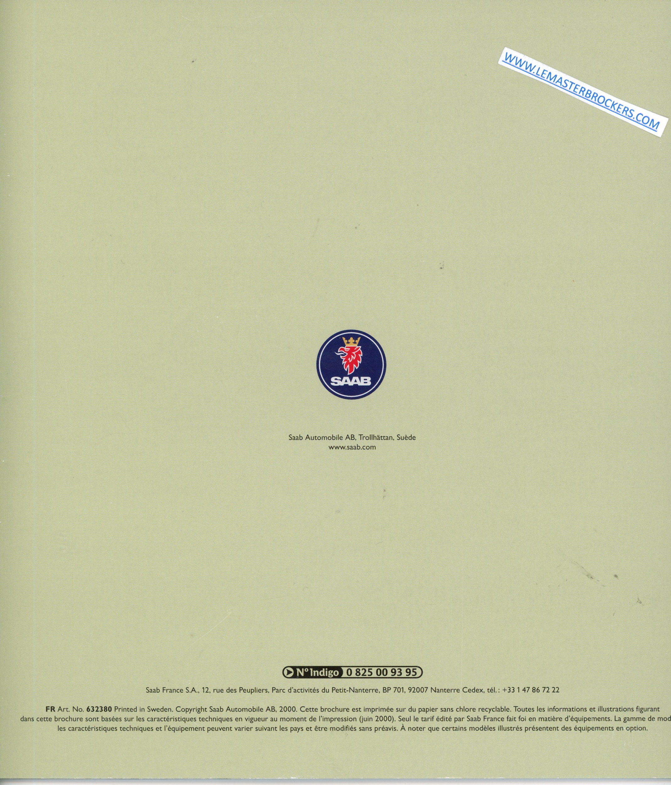 CATALOGUE SAAB 93 CABRIOLET 2001