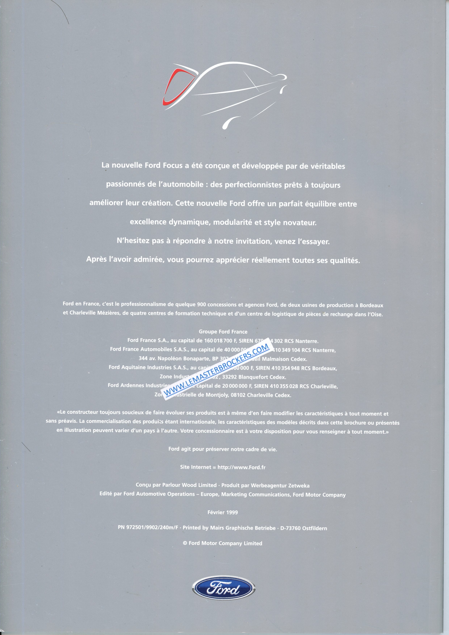 CATALOGUE FORD FOCUS 1999