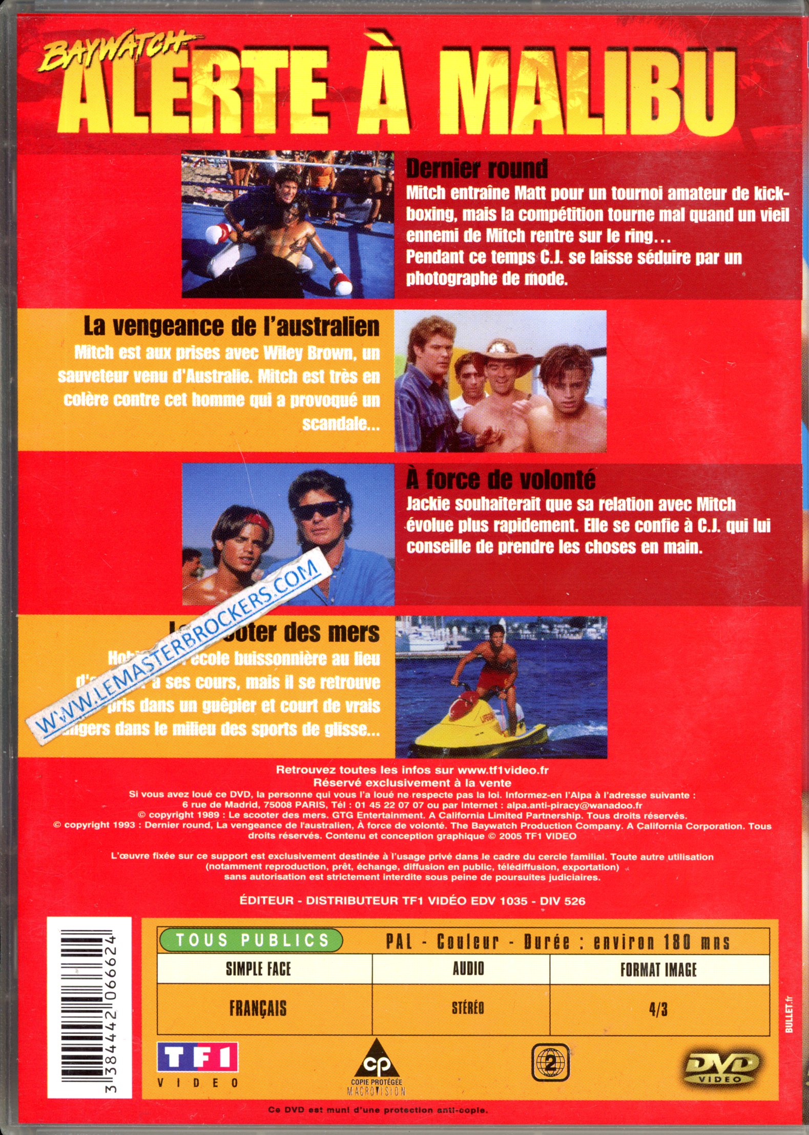 ALERTE À MALIBU DVD 6 SÉRIE TV TF1 VIDÉO AVEC DAVID HASSELHOFF