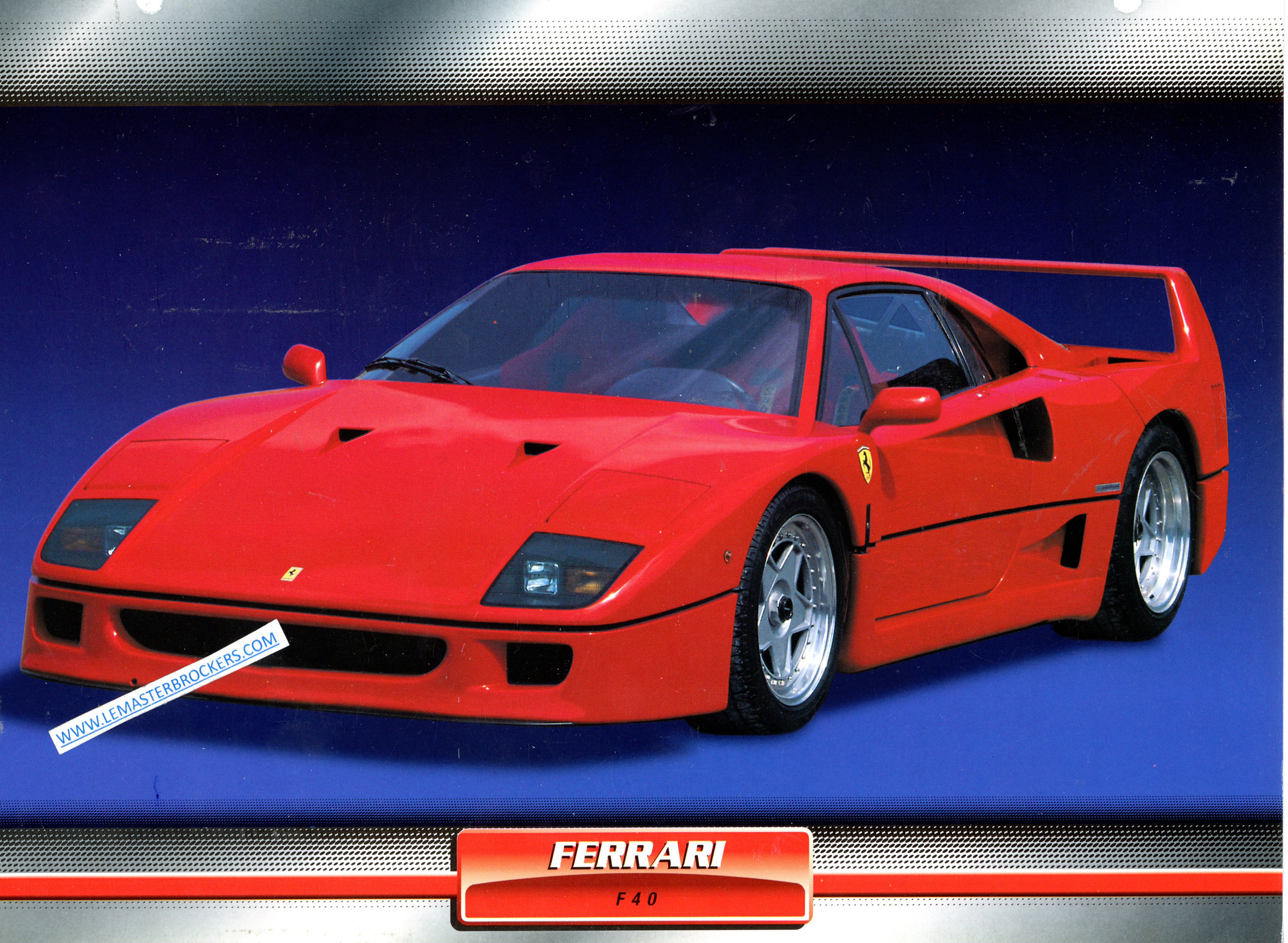 FICHE FERRARI F40 VOITURE DE SPORT 1988