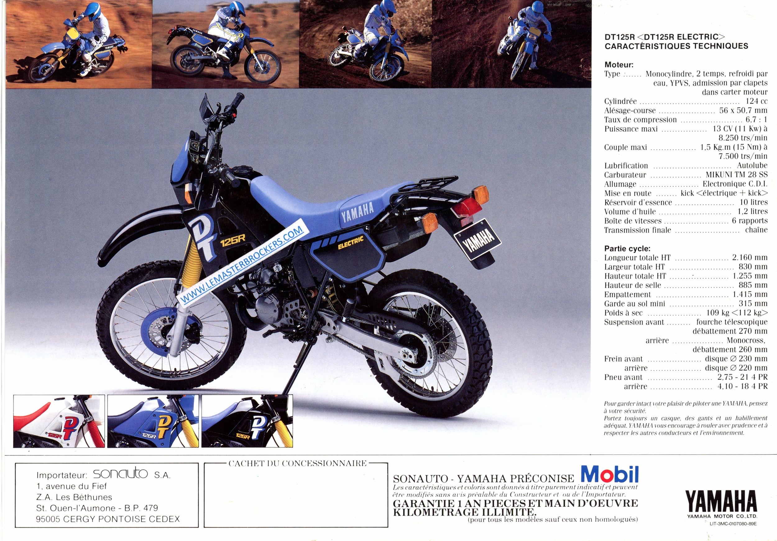 BROCHURE MOTO YAMAHA DT125R 1989
