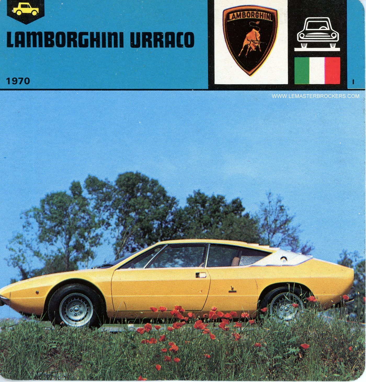 FICHE LAMBORGHINI URRACO CARS CARD PHOTO LEMASTERBROCKERS