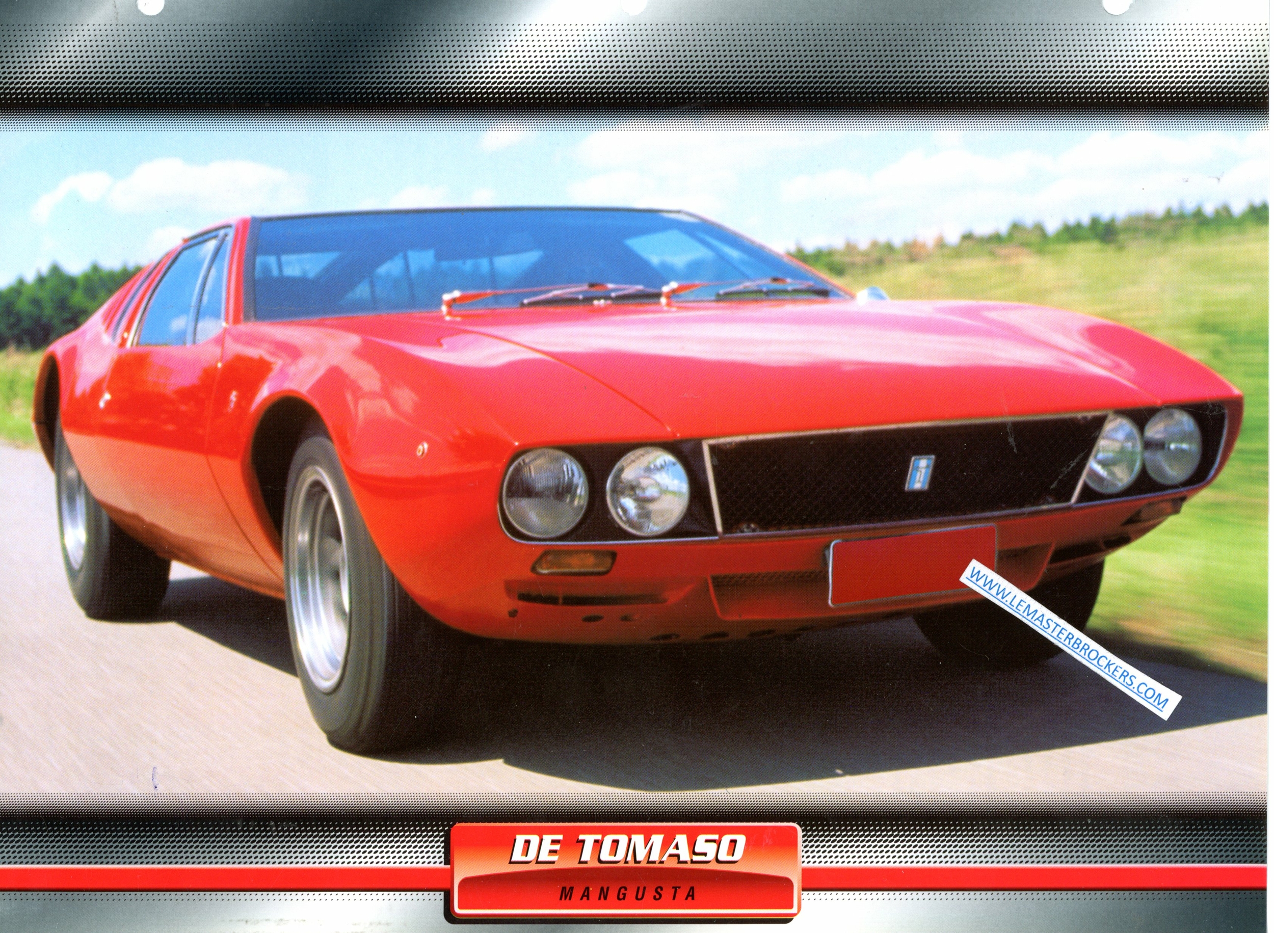 FICHE DE TOMASO MANGUSTA VOITURE DE SPORT 1967