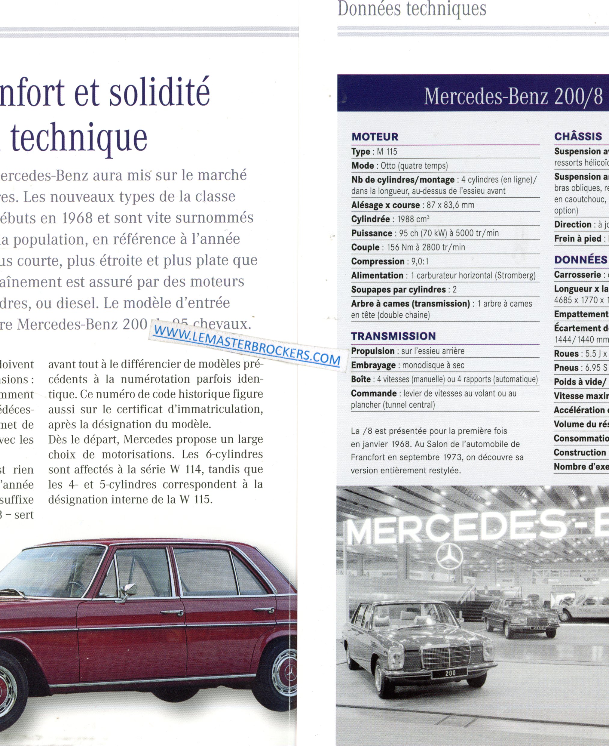 FASCICULE MERCEDES 200/8 W115 1968