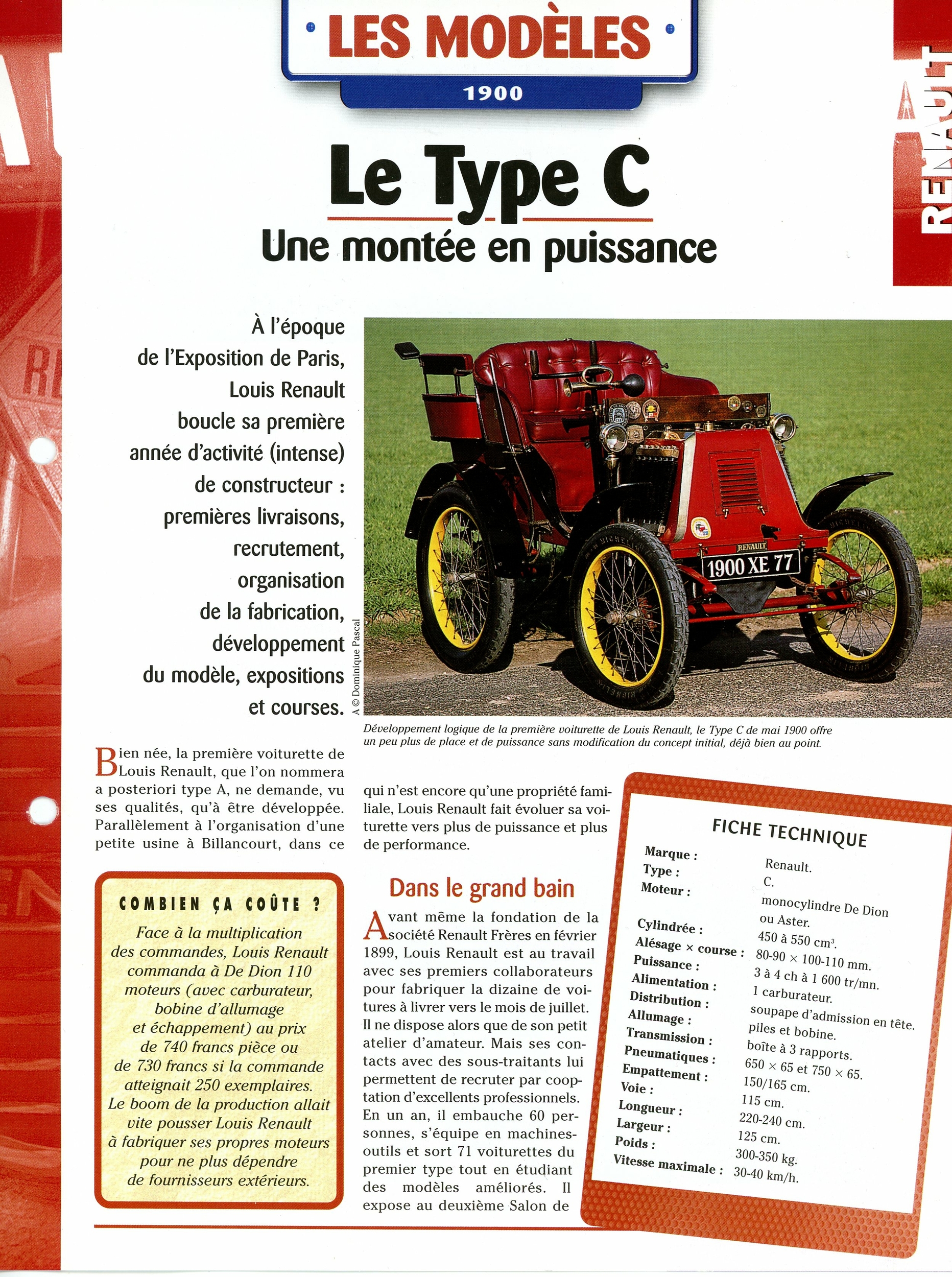 FICHE AUTO RENAULT TYPE C 1900