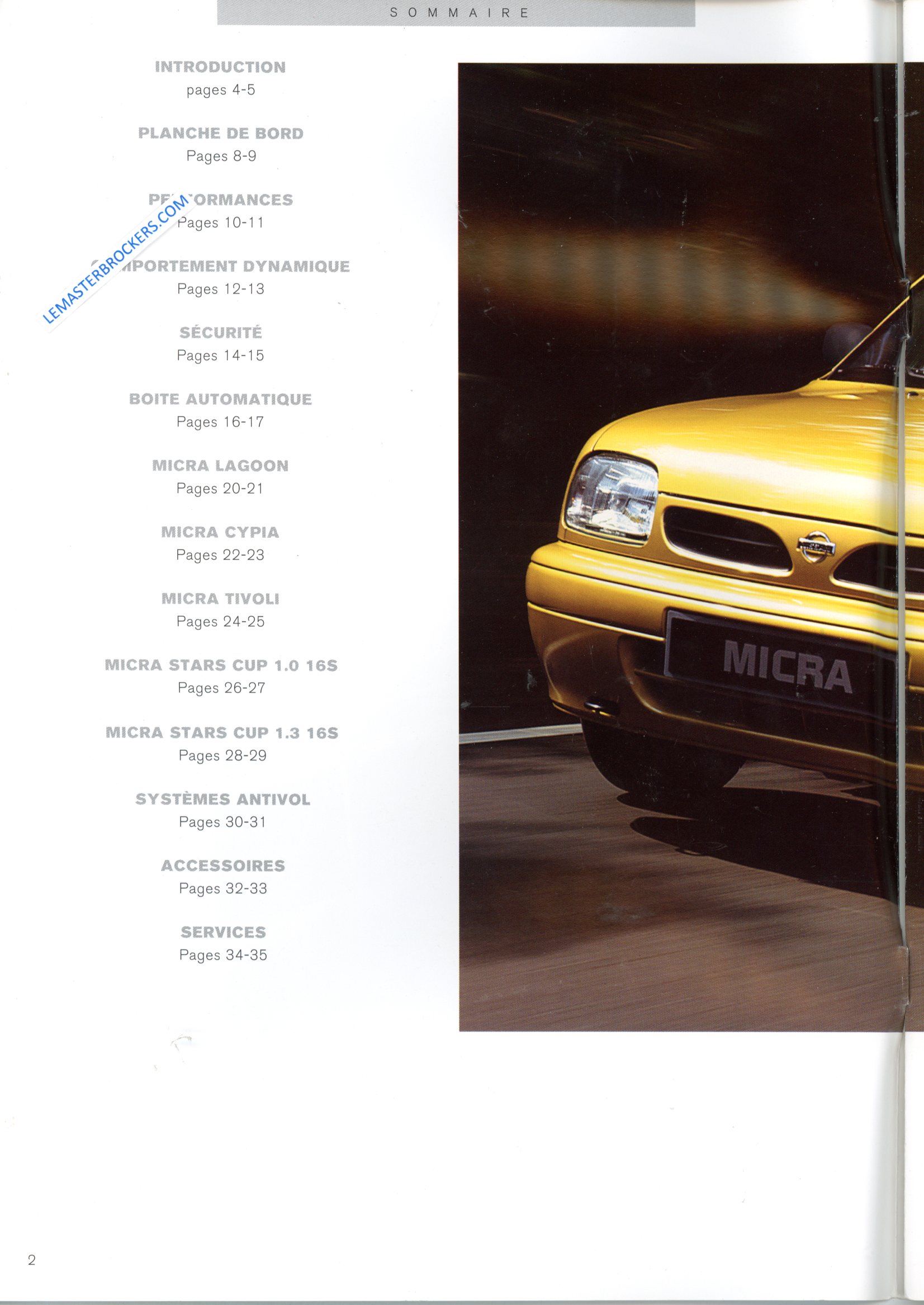 BROCHURE NISSAN MICRA L TIVOLI LAGOON CYPIA STARS CUP