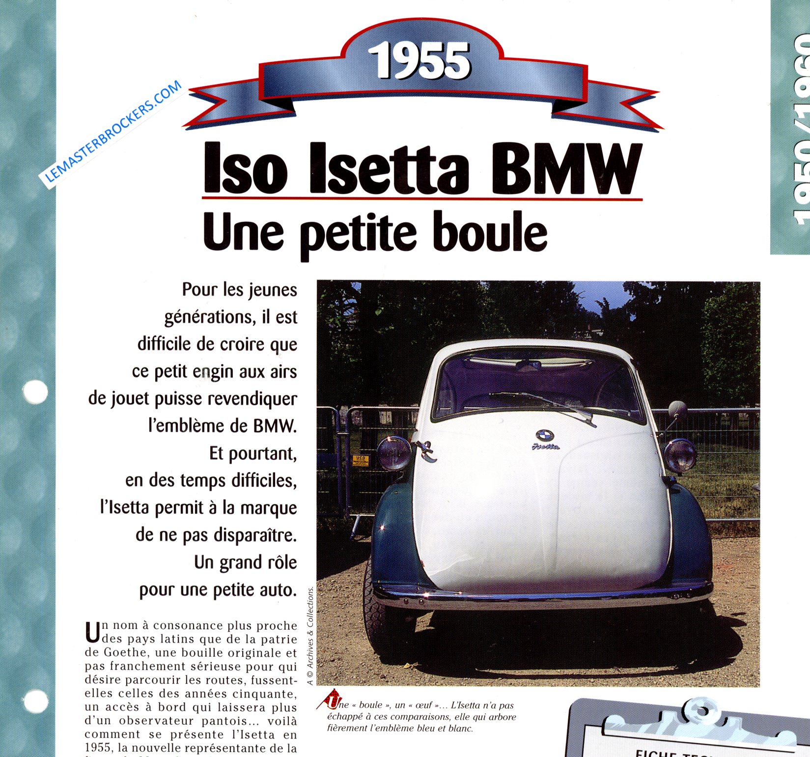 FICHE ISO ISETTA BMW 1955 fiche auto