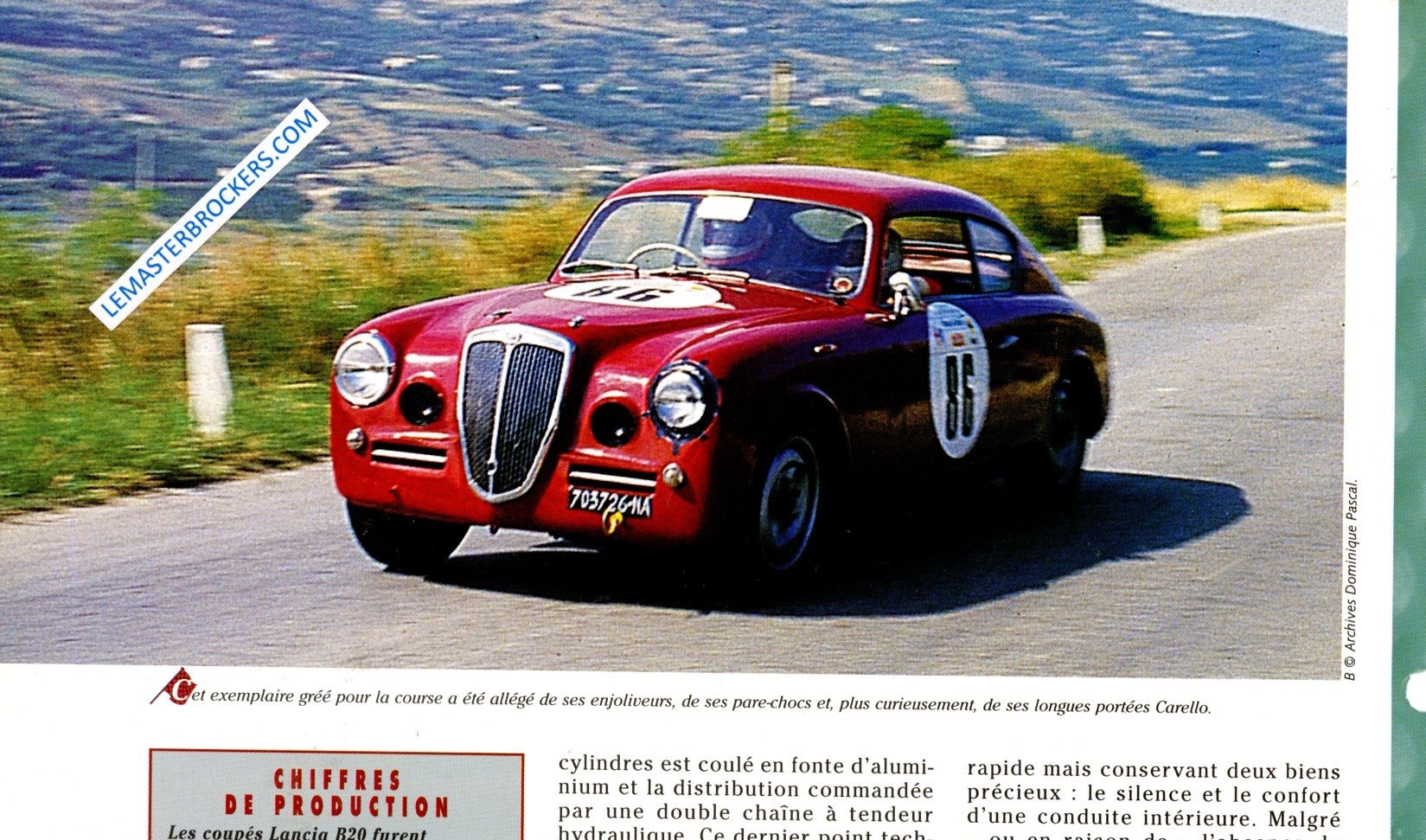 FICHE LANCIA AURELIA B20 1951