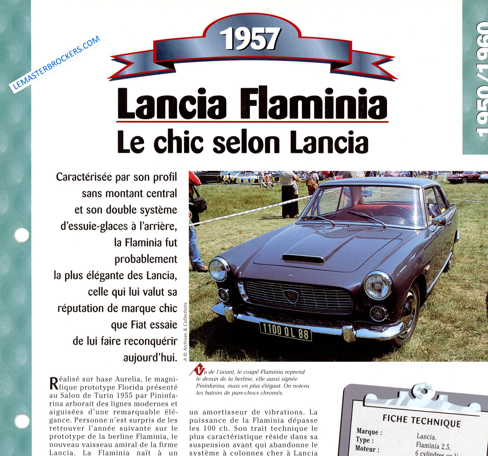 FICHE LANCIA FLAMINIA 1957