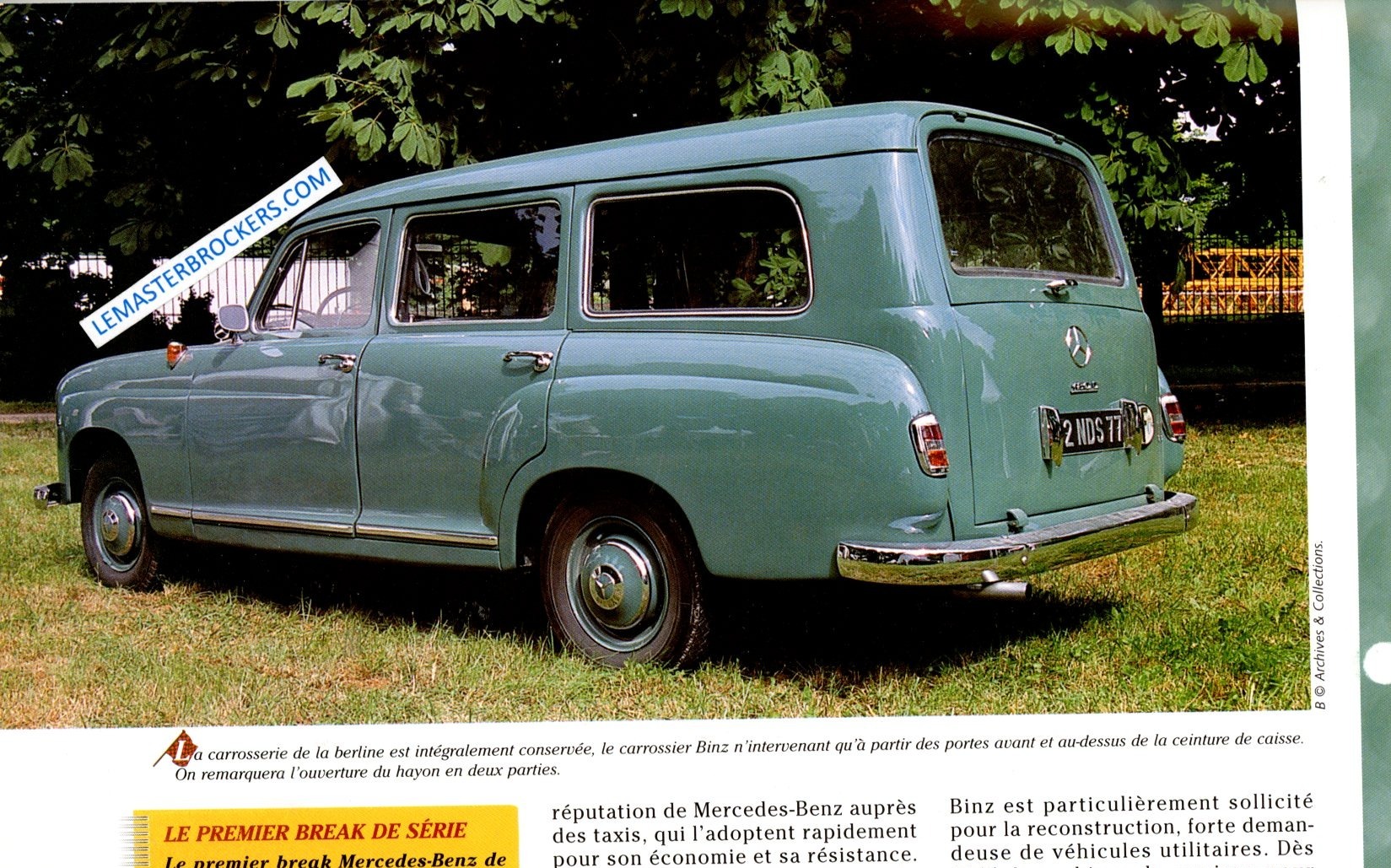 FICHE MERCEDES 180 BREAK BINZ 1955