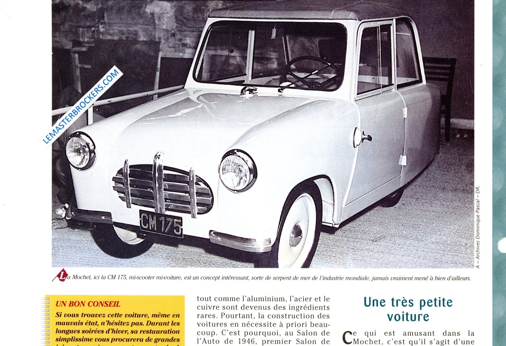 FICHE MOCHET CM 125 1951 - FICHE MICROCAR