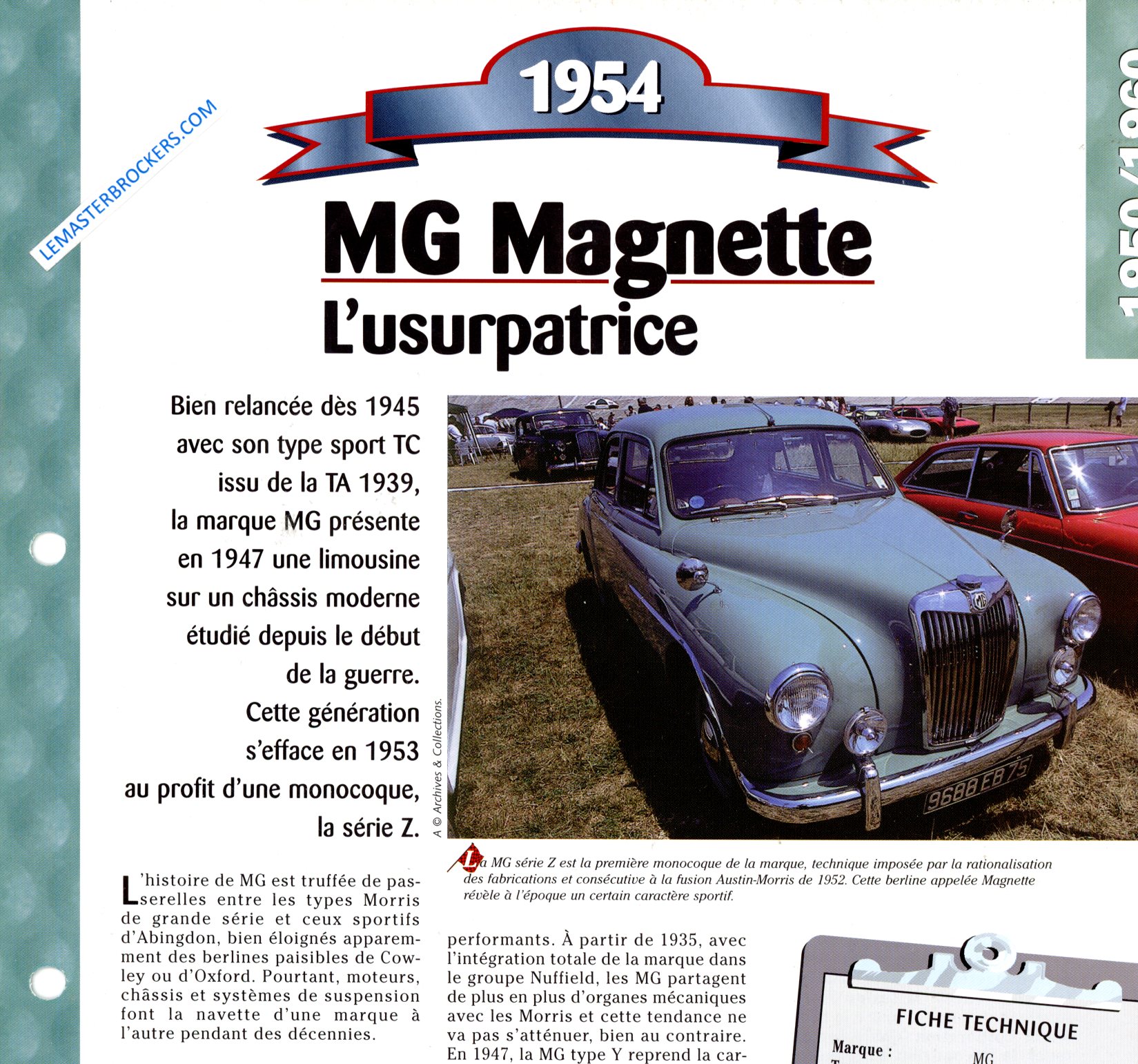FICHE MG MAGNETTE 1954