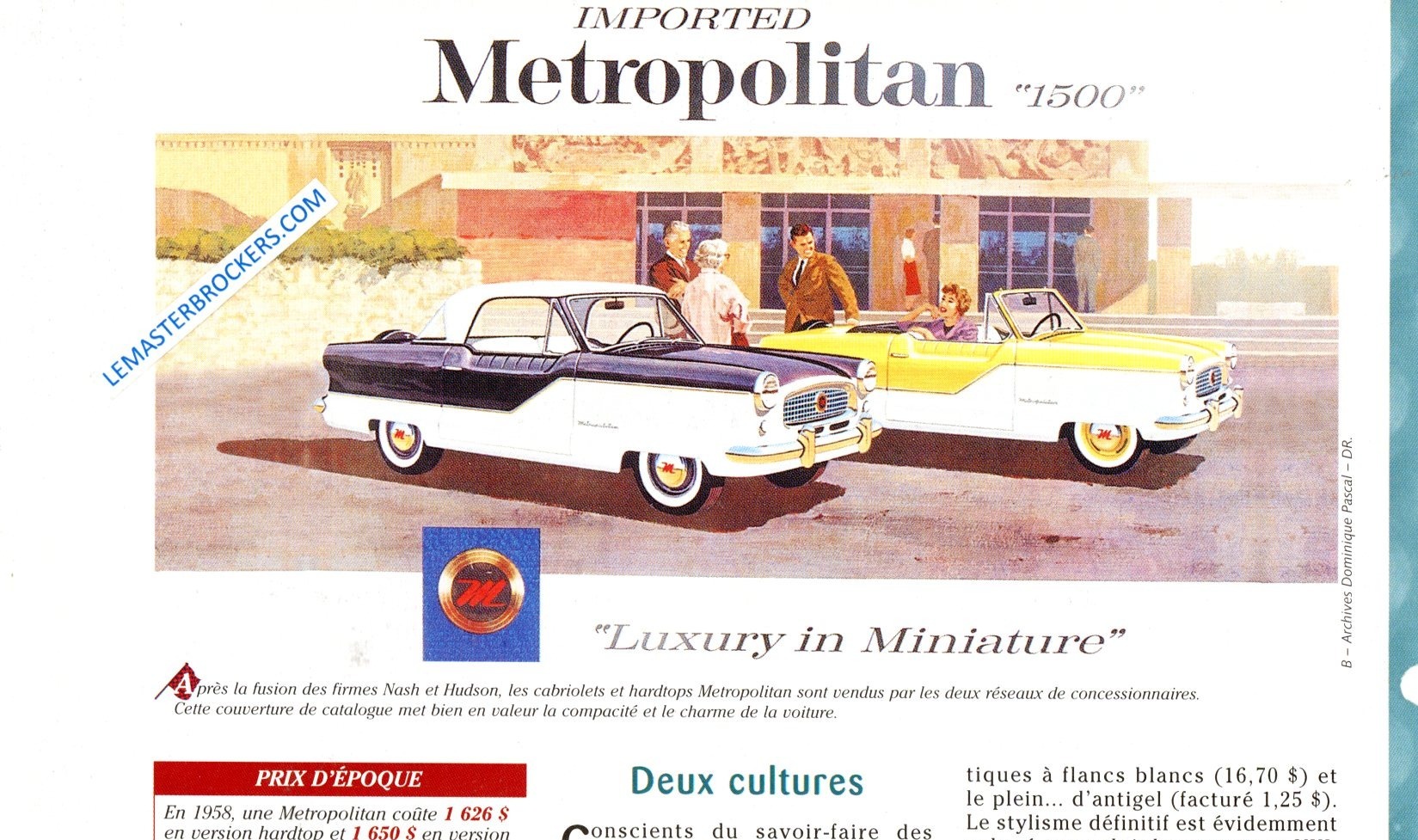 FICHE AUTO NASH METROPOLITAN 1954