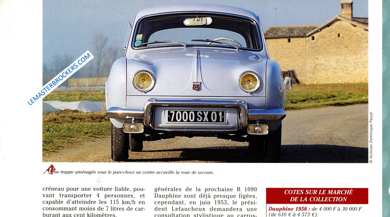 FICHE AUTO RENAULT DAUPHINE 1956