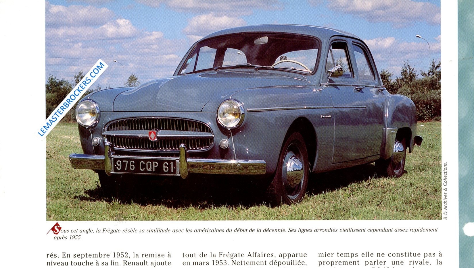 FICHE AUTO RENAULT FREGATE AMIRAL 1953