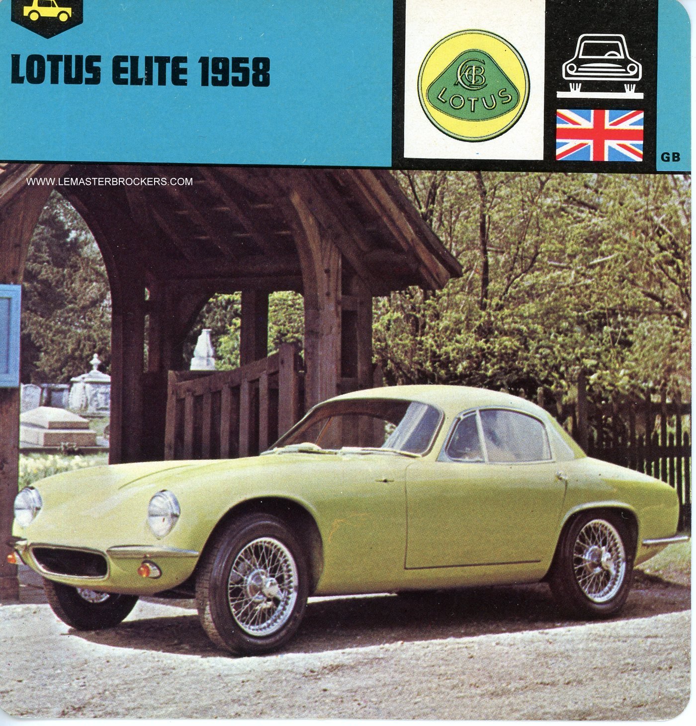 FICHE LOTUS ELITE CARS CARD PHOTO LEMASTERBROCKERS