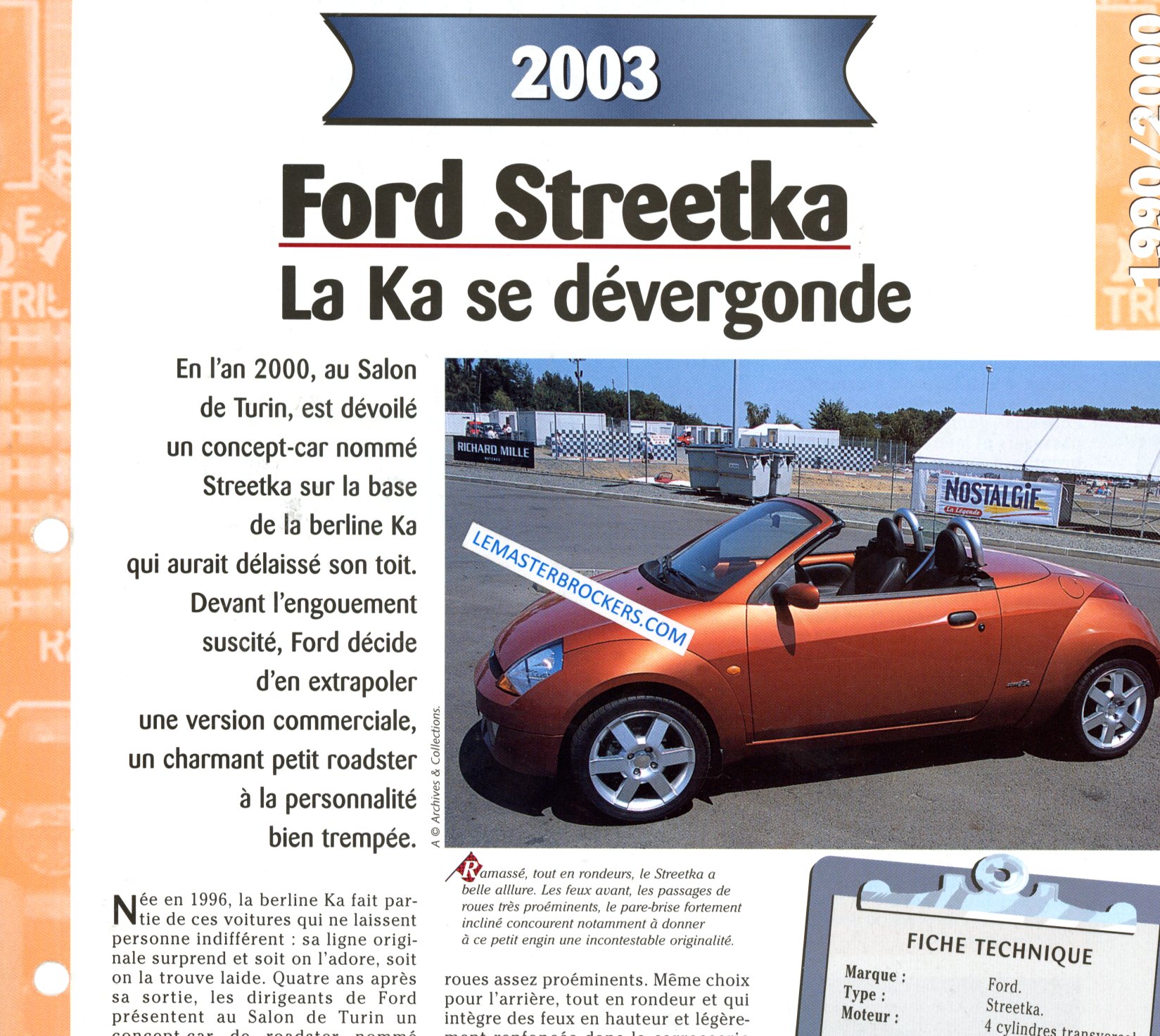 FORD STREETKA 2003 FICHE TECHNIQUE FORD KA CABRIOLET