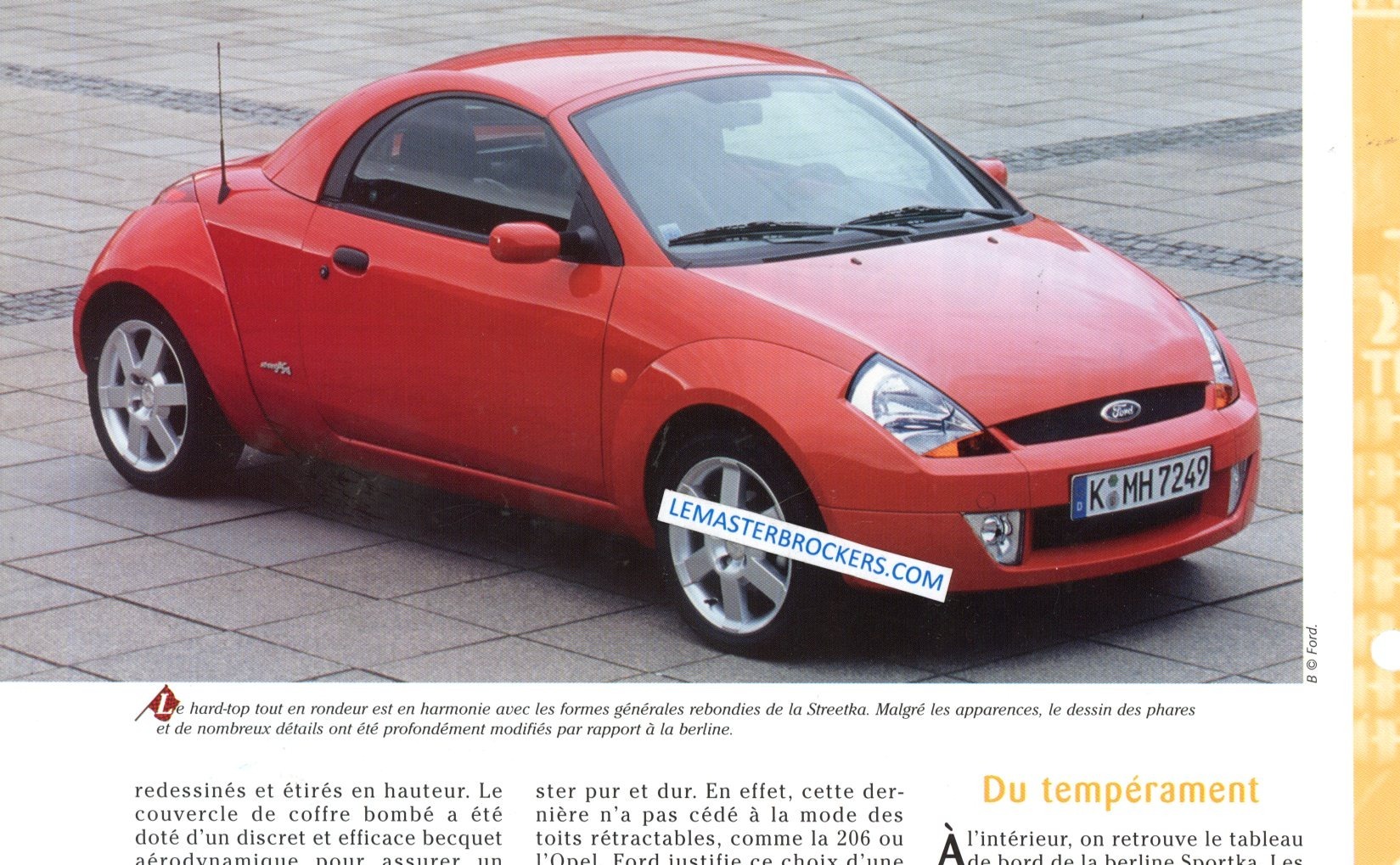 FORD STREETKA 2004 FICHE TECHNIQUE FORD KA CABRIOLET