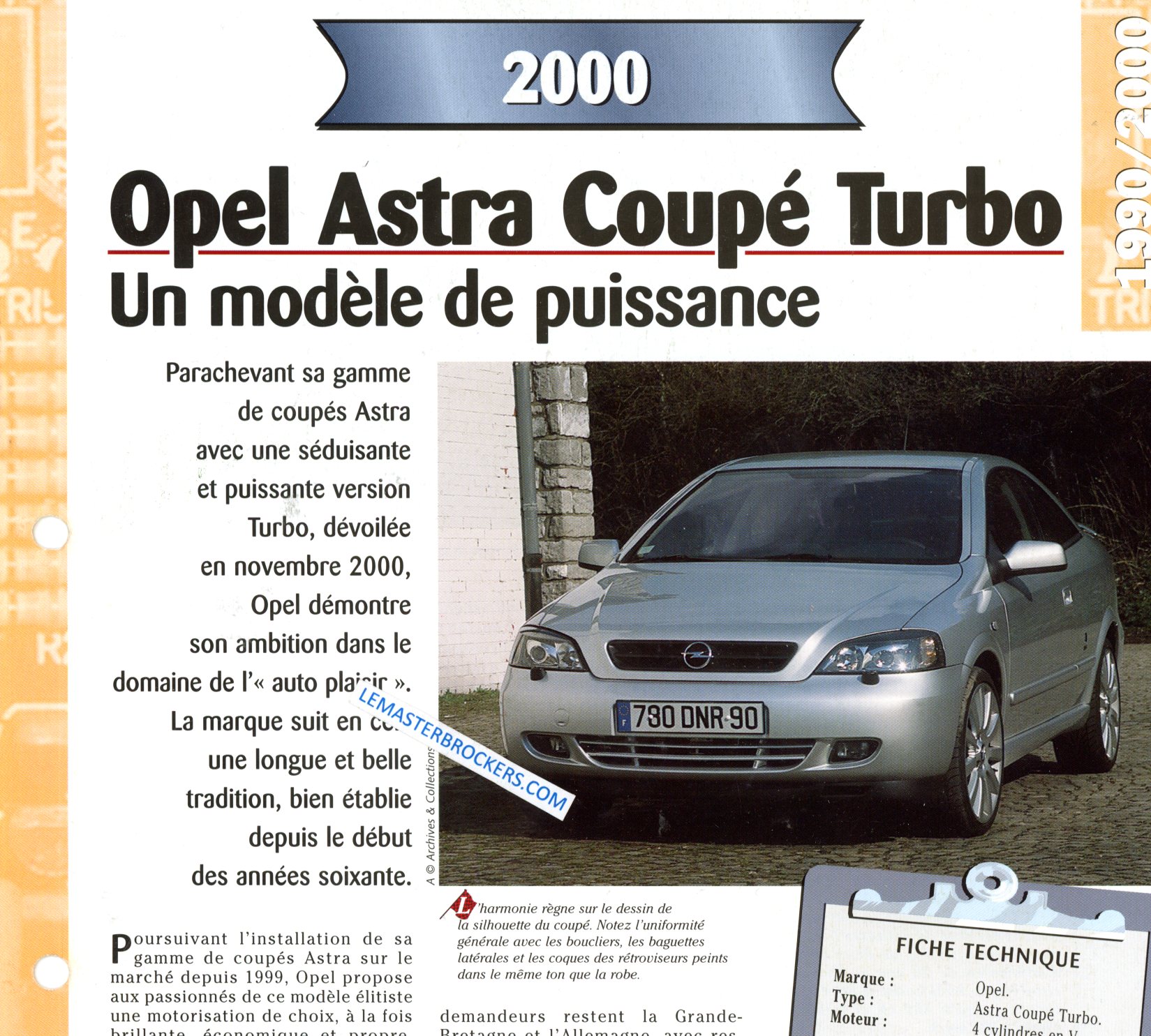 OPEL ASTRA COUPE TURBO 2000 FICHE TECHNIQUE