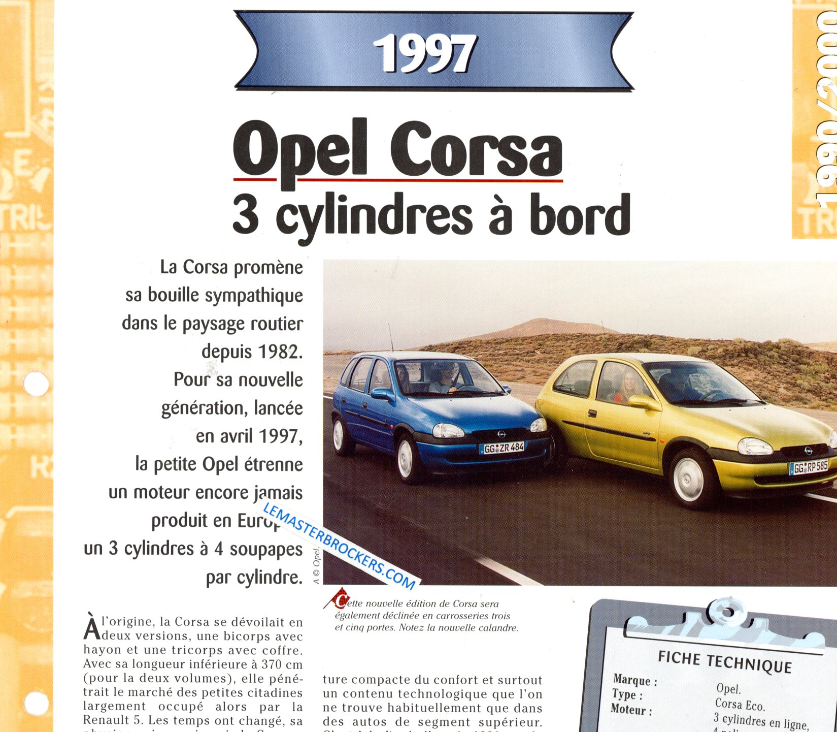 OPEL CORSA 1997 FICHE TECHNIQUE