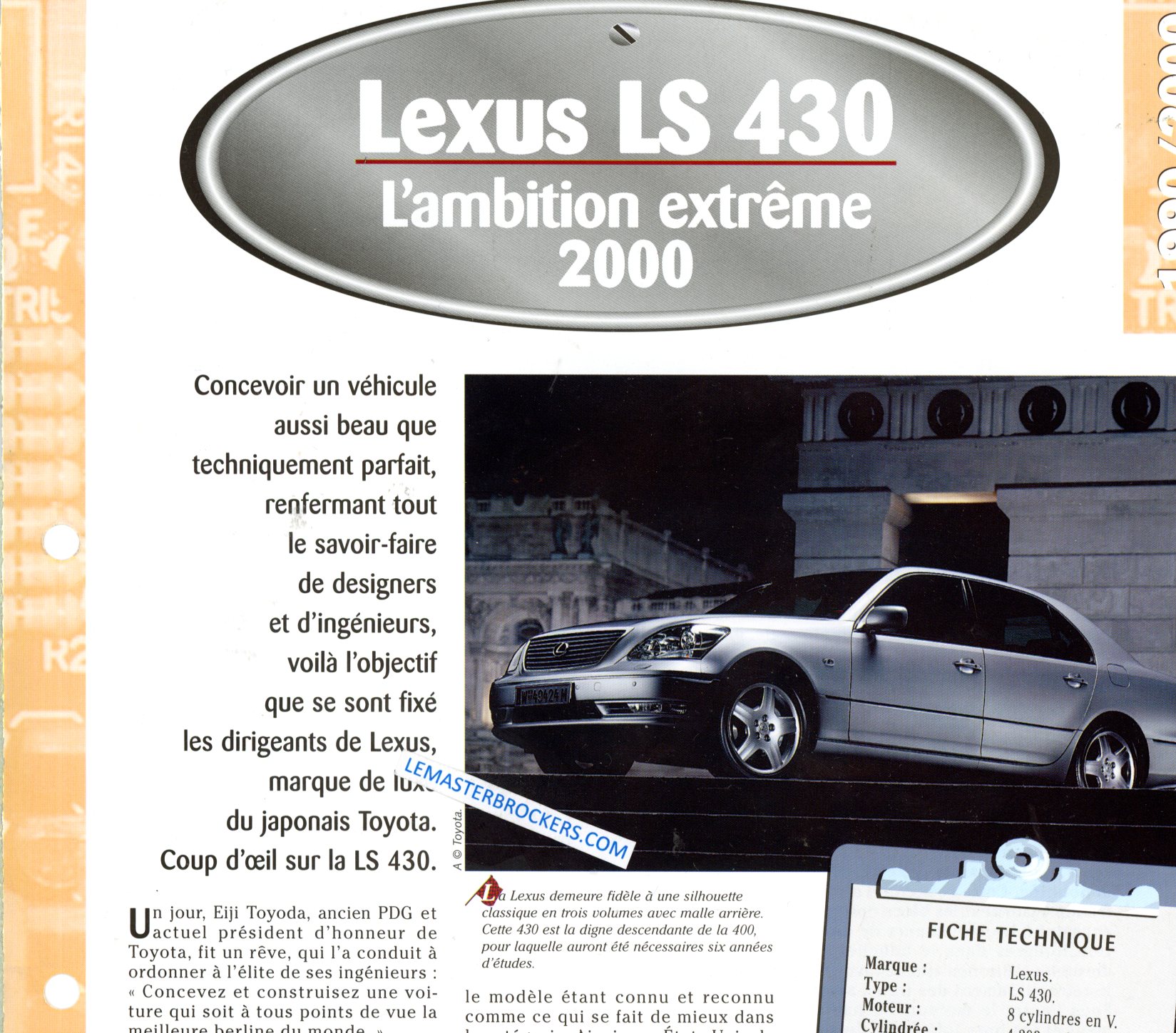 LEXUS LS 430 2000 FICHE TECHNIQUE LS430