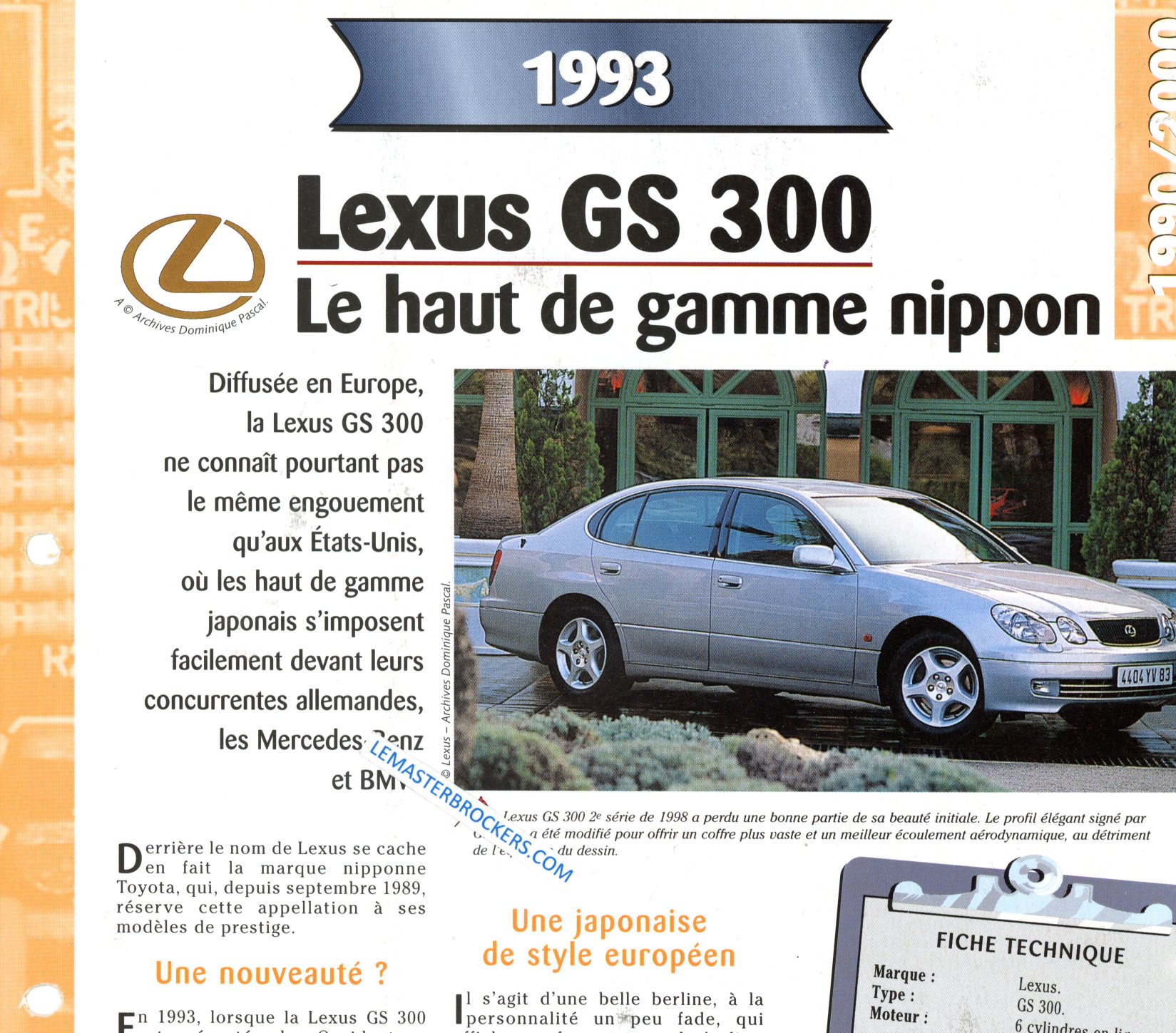 LEXUS GS 300 1993 FICHE TECHNIQUE GS300