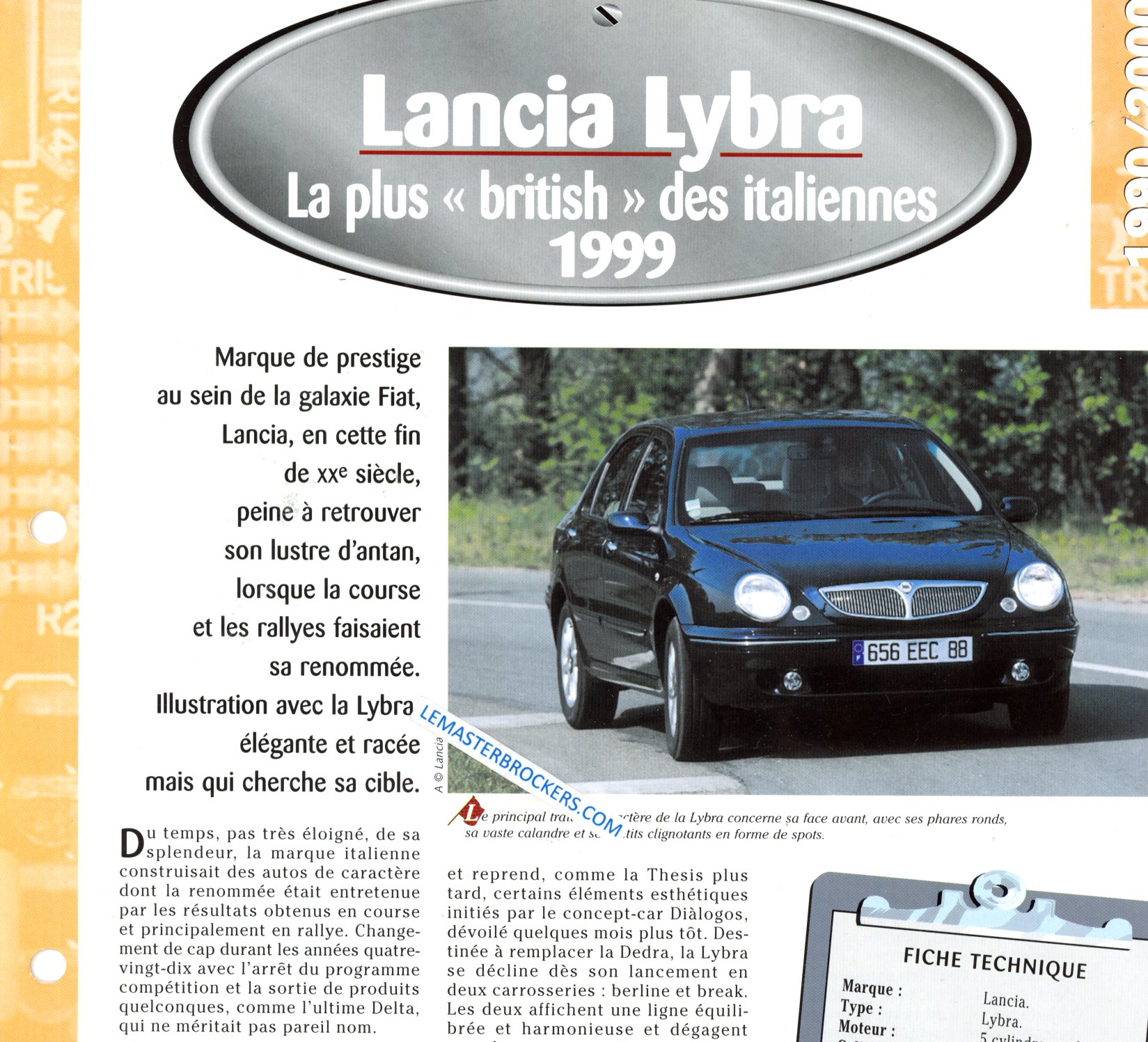 LANCIA LYBRA 1999 FICHE TECHNIQUE