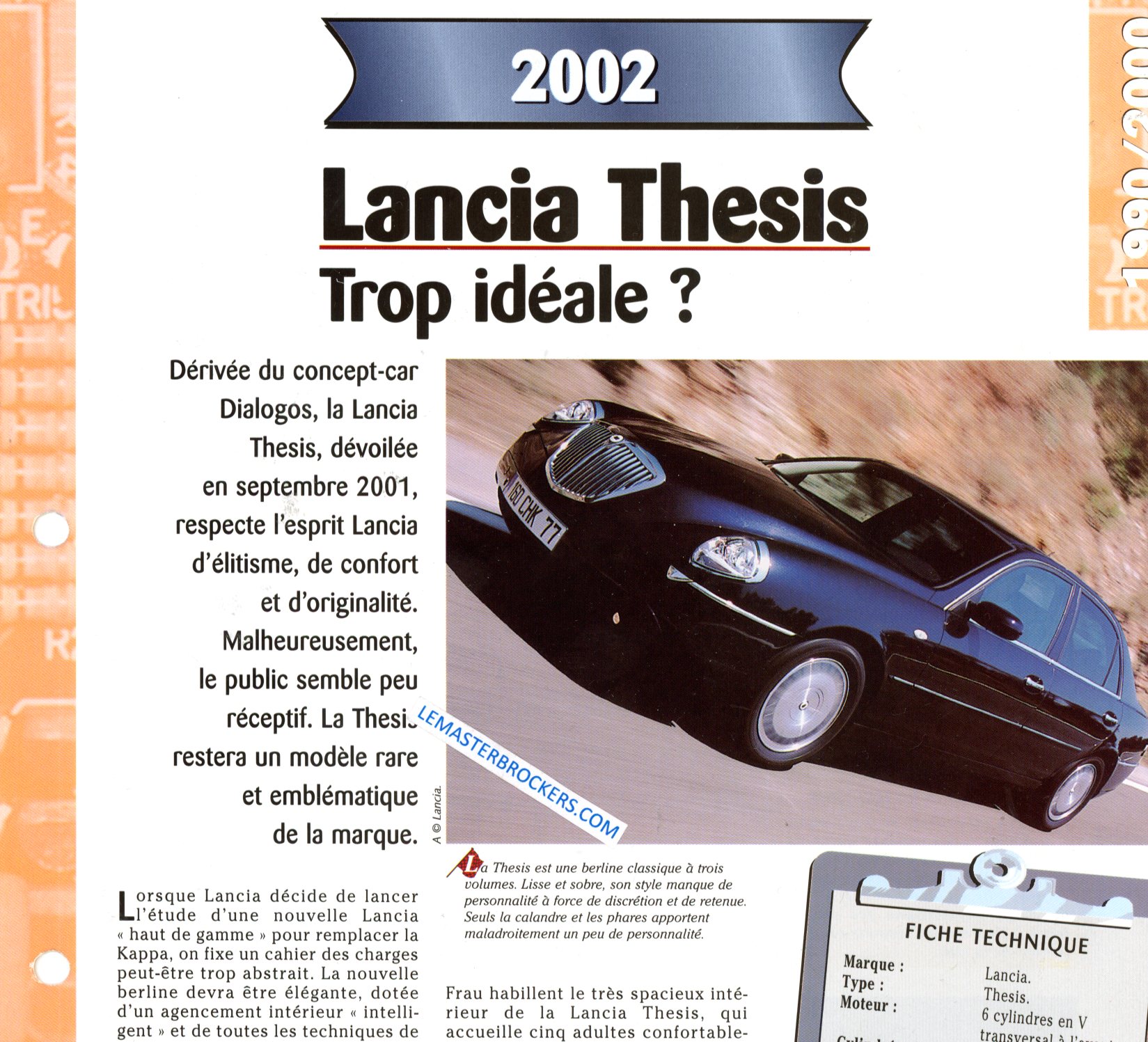 LANCIA THESIS 2002 FICHE TECHNIQUE