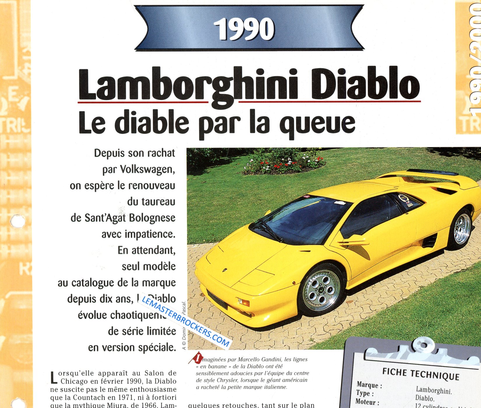 LAMBORGHINI DIABLO 1990 FICHE TECHNIQUE