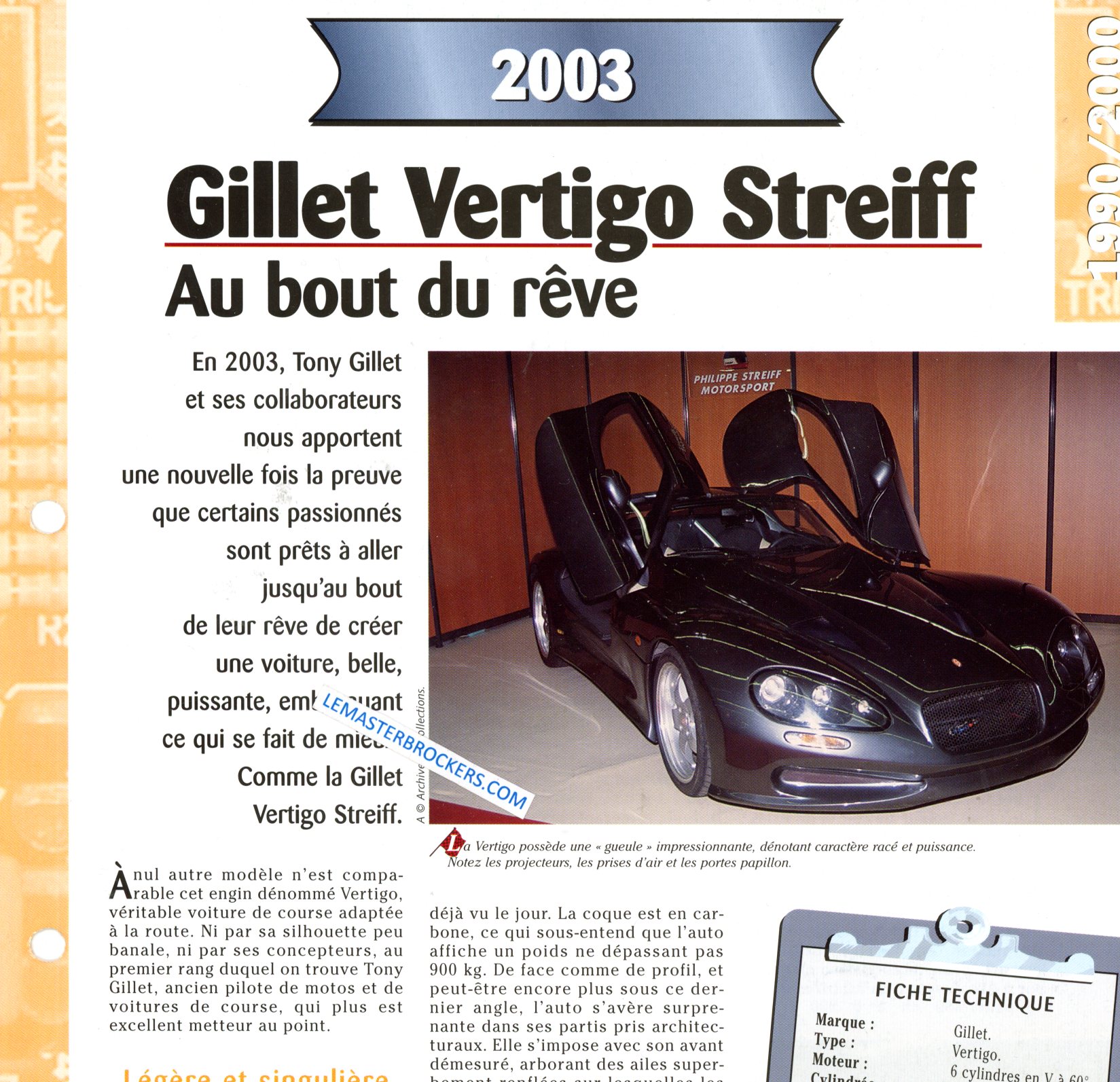 GILLET VERTIGO STREIFF 2003 FICHE TECHNIQUE