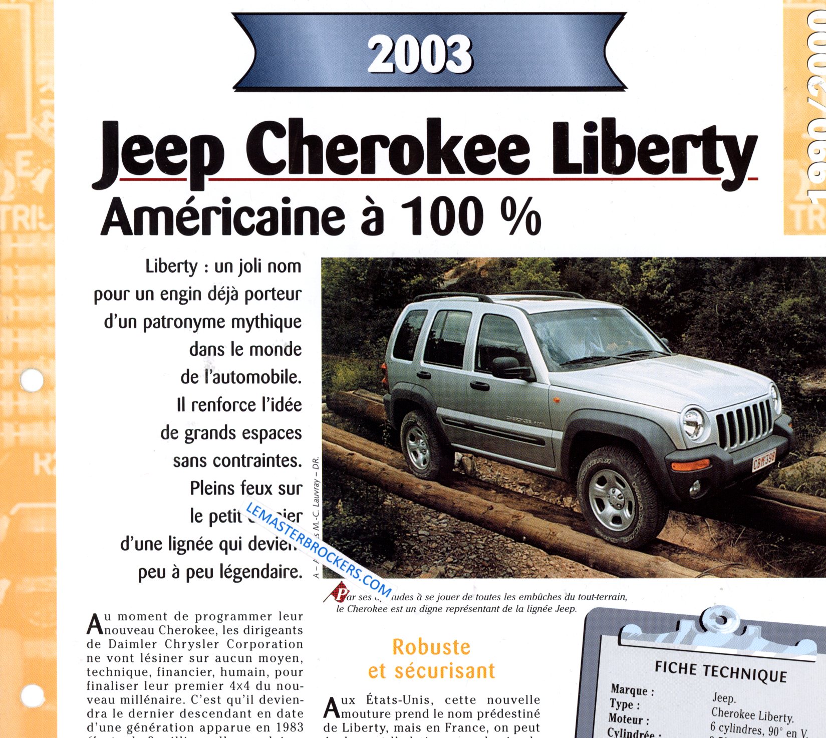JEEP CHEROKEE LIBERTY 2003 FICHE TECHNIQUE