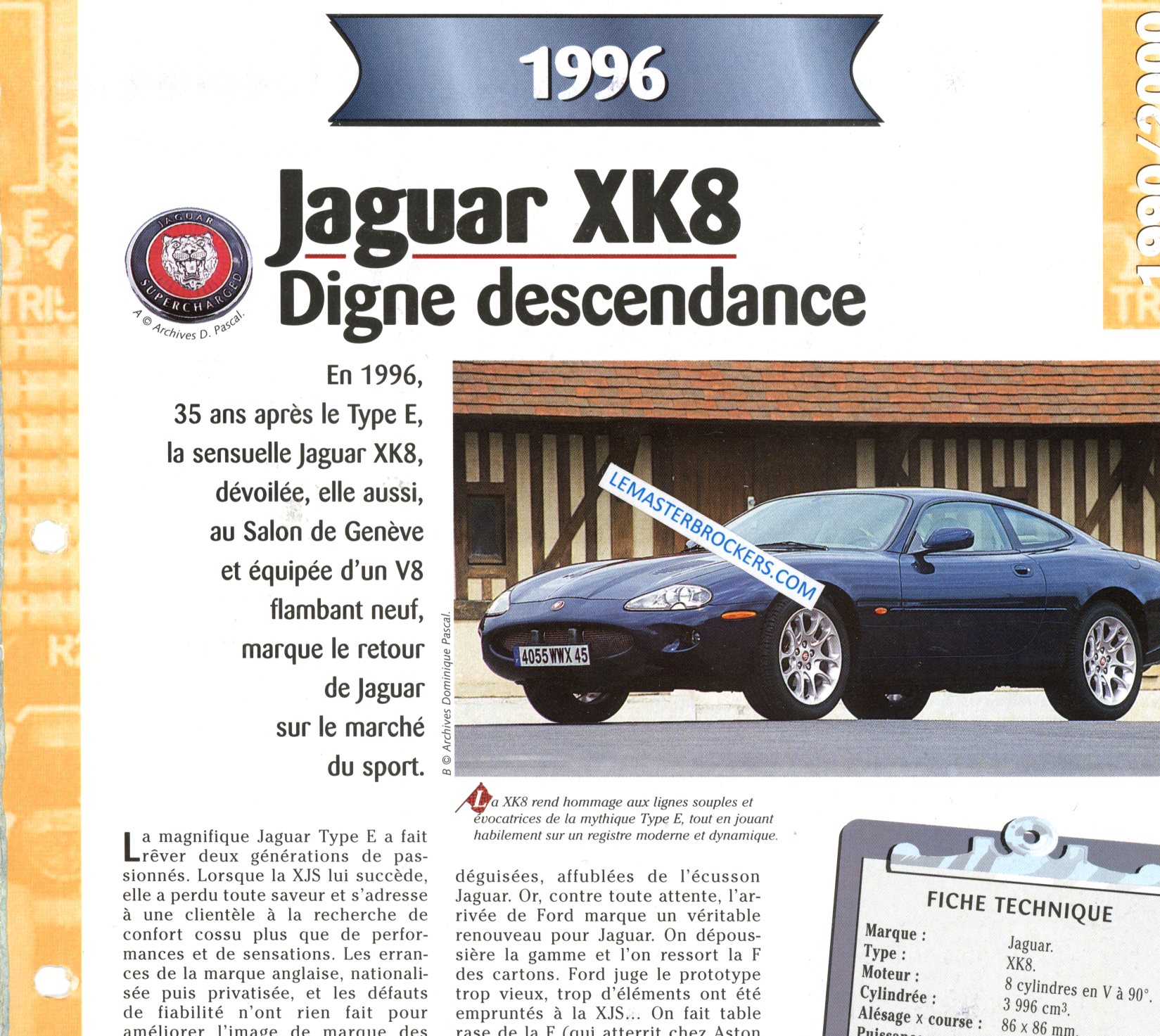 JAGUAR XK8 1996 FICHE TECHNIQUE