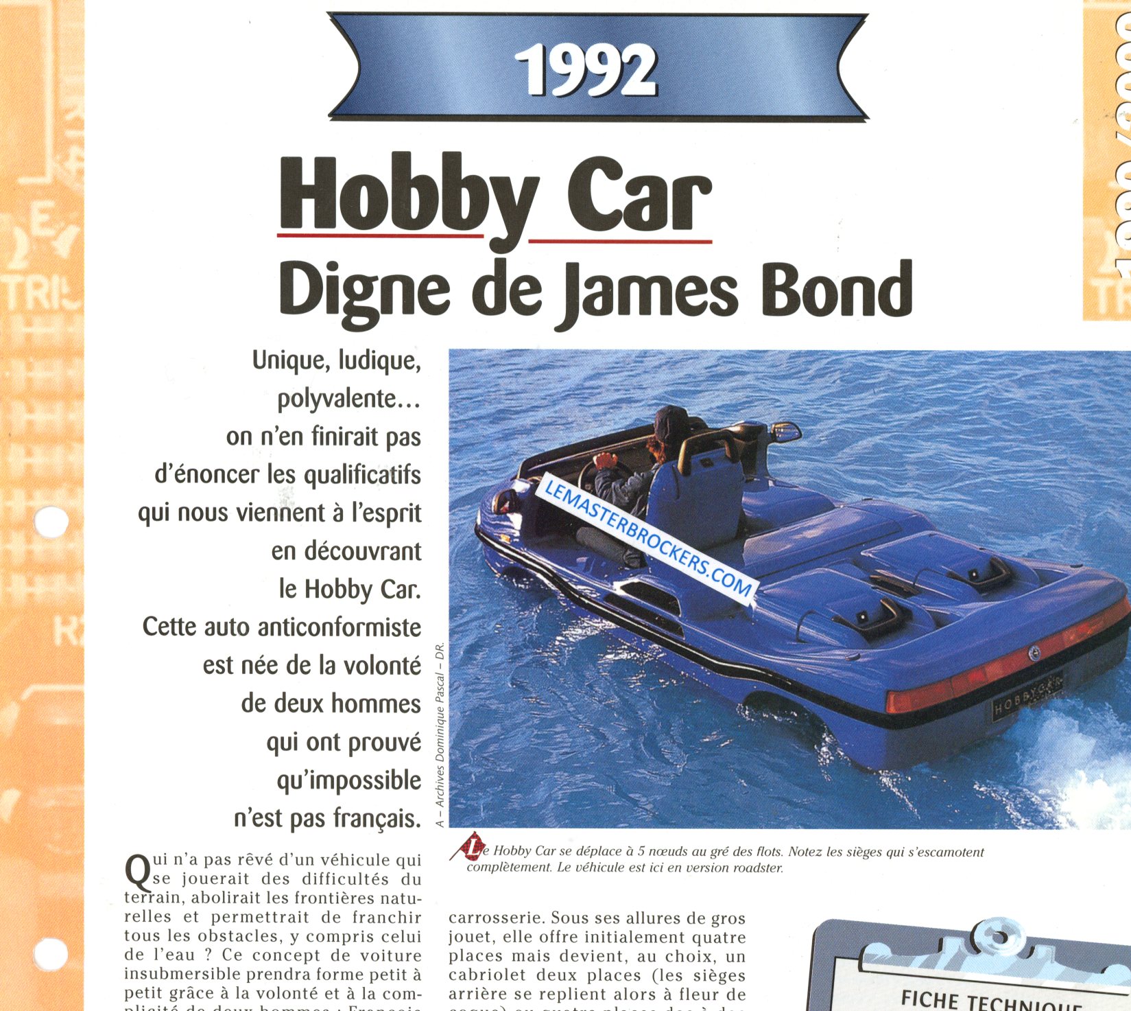 HOBBY CAR 1992 FICHE TECHNIQUE