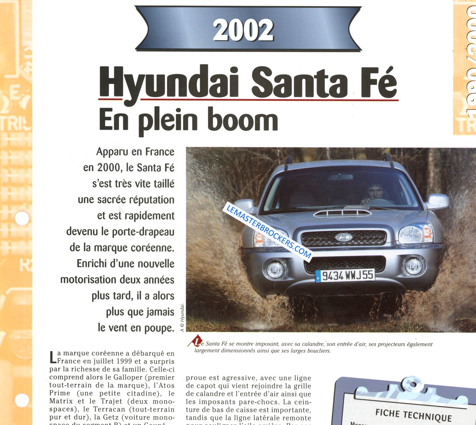 HYUNDAI SANTA FE 2002 FICHE TECHNIQUE AUTOMOBILE