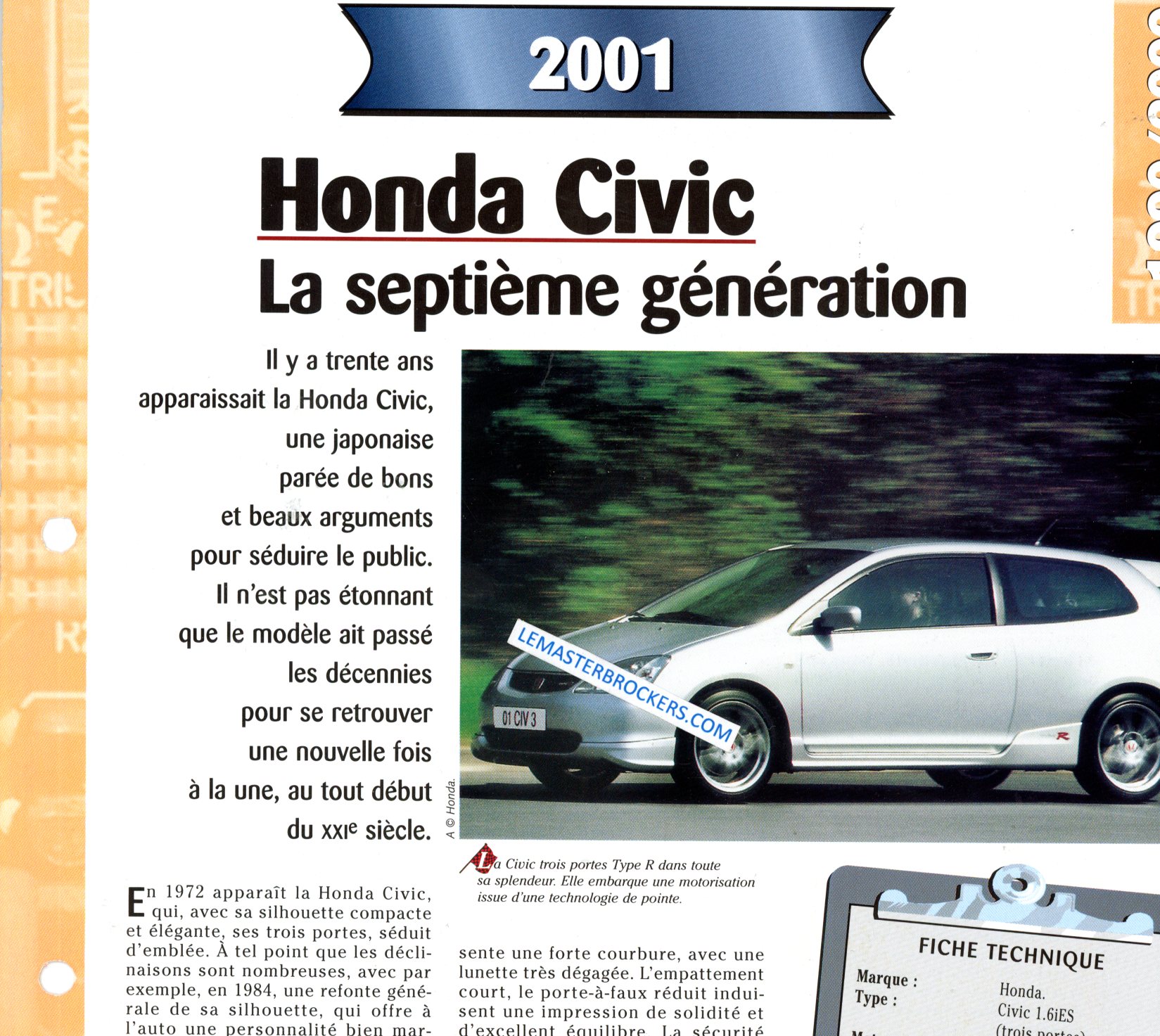 HONDA CIVIC 2001 FICHE TECHNIQUE