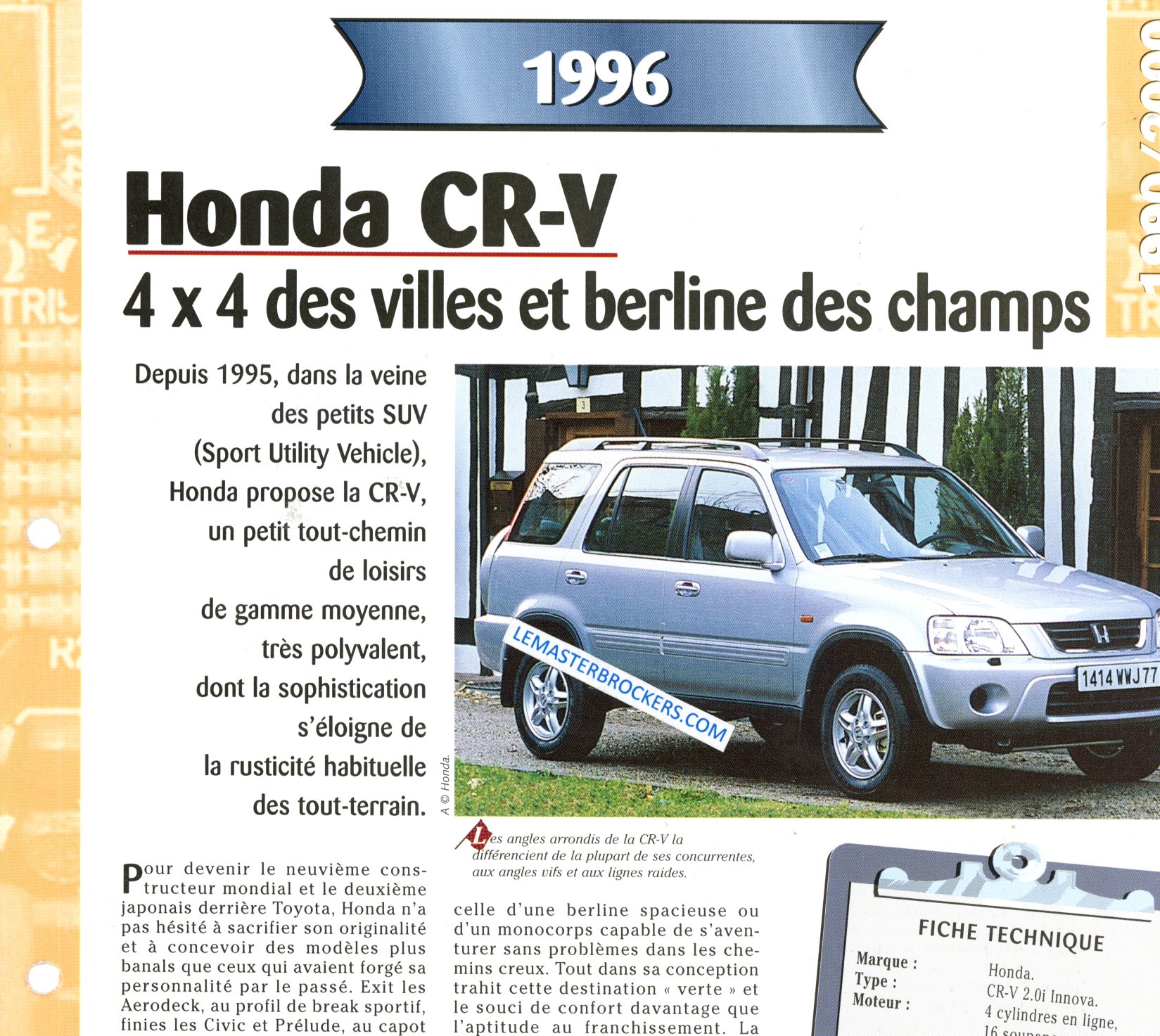 HONDA CR-V 1996 FICHE TECHNIQUE