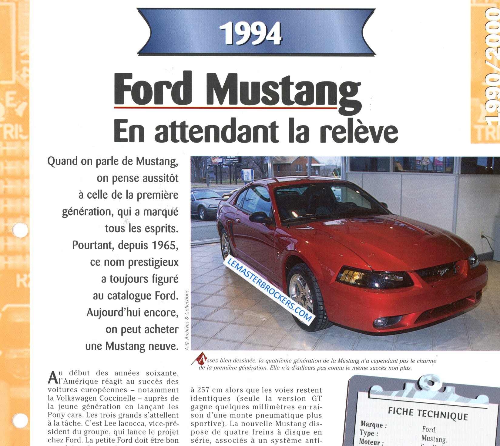 FORD MUSTANG 1994 FICHE TECHNIQUE