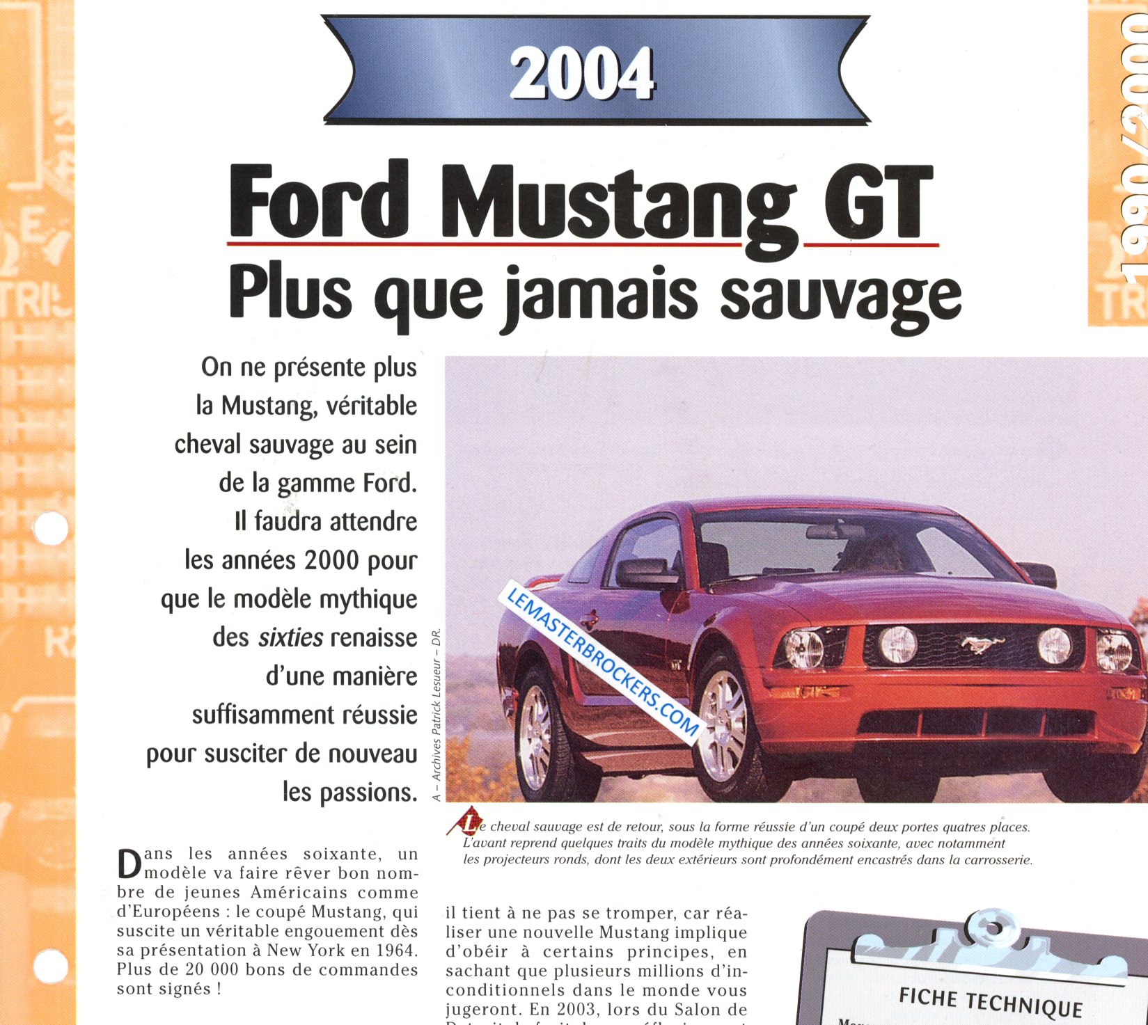 FORD MUSTANG GT 2004 FICHE TECHNIQUE