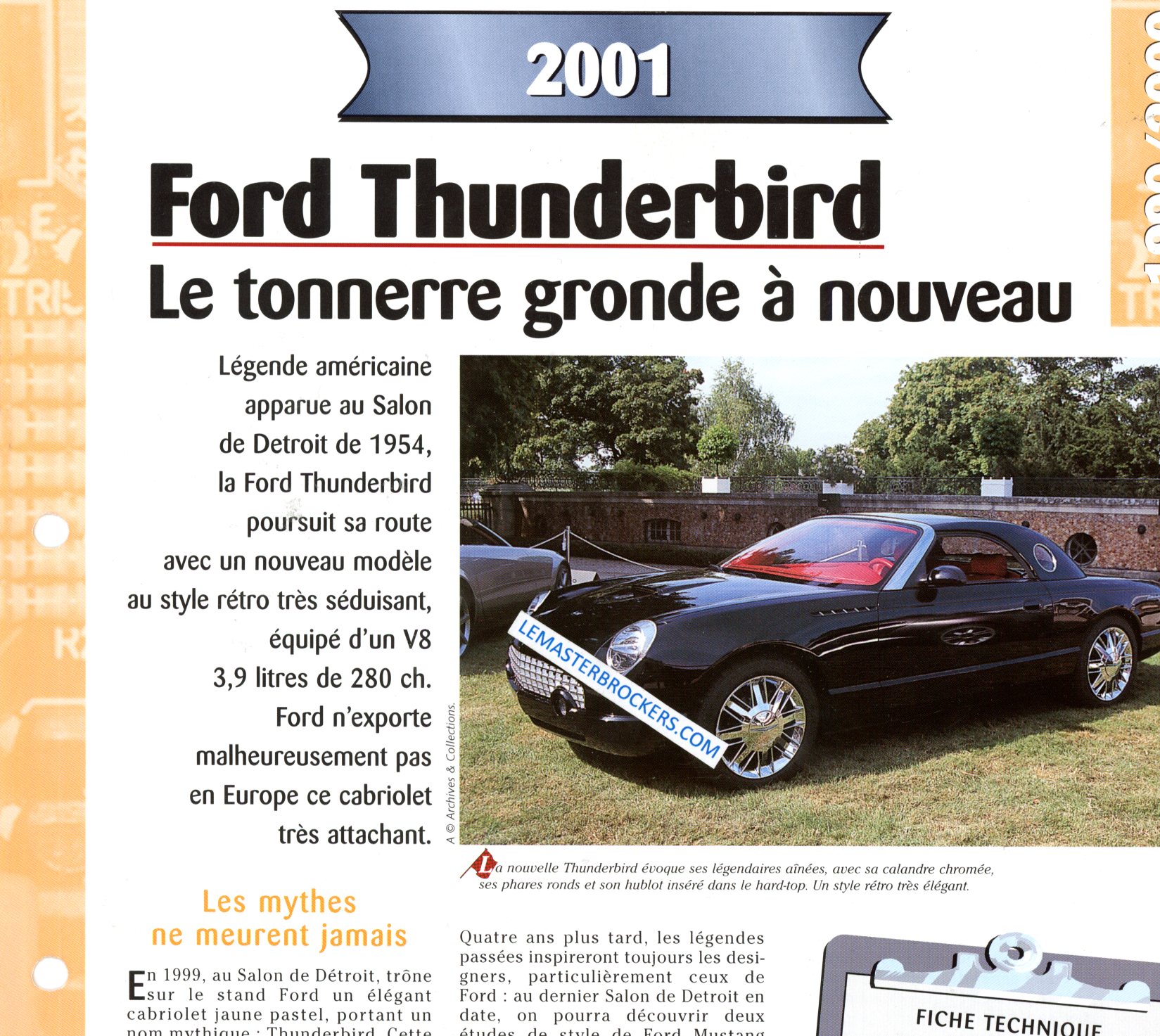 FORD THUNDERBIRD 2001 FICHE TECHNIQUE