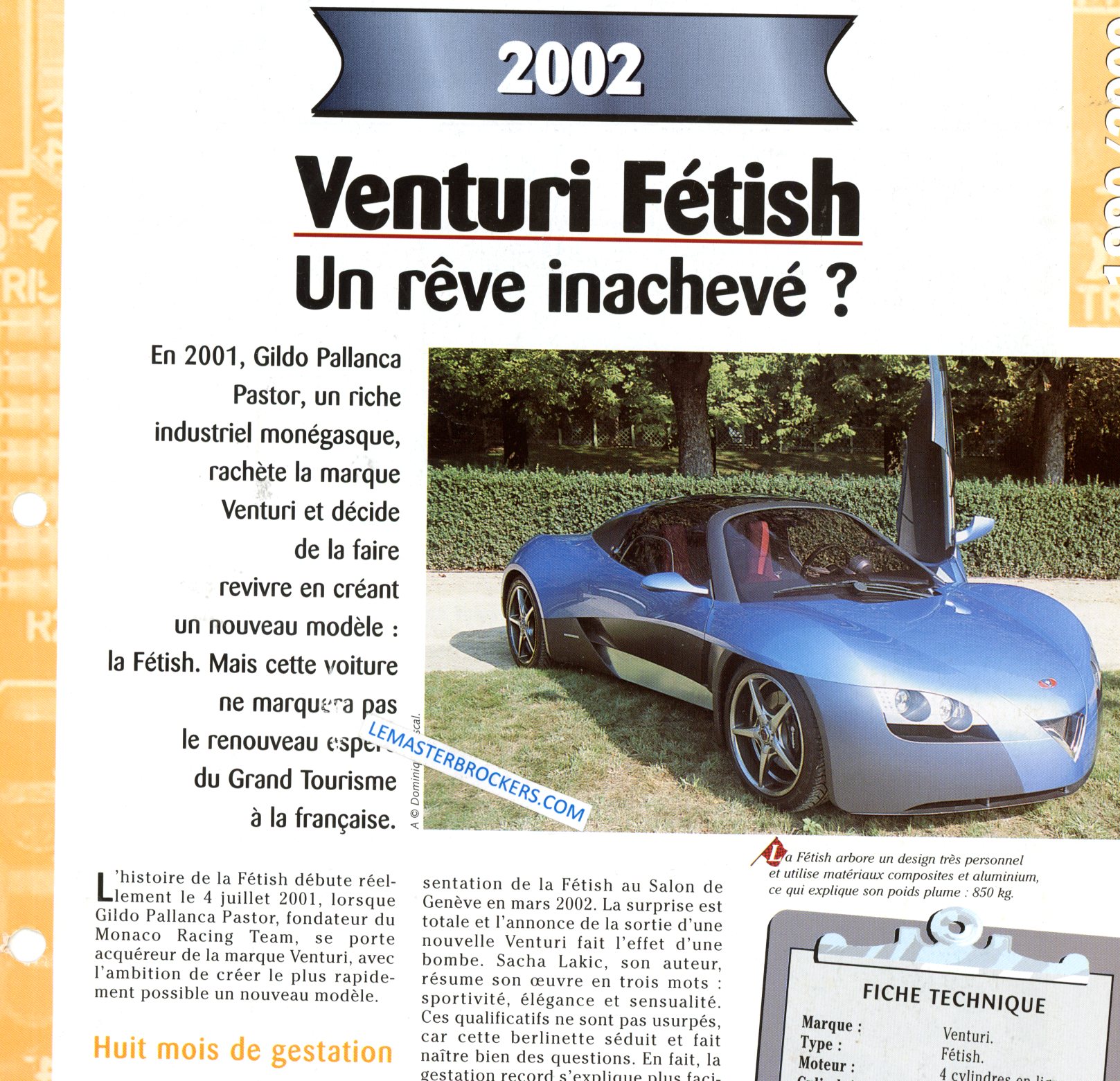 VENTURI FETISH 2002 FICHE TECHNIQUE
