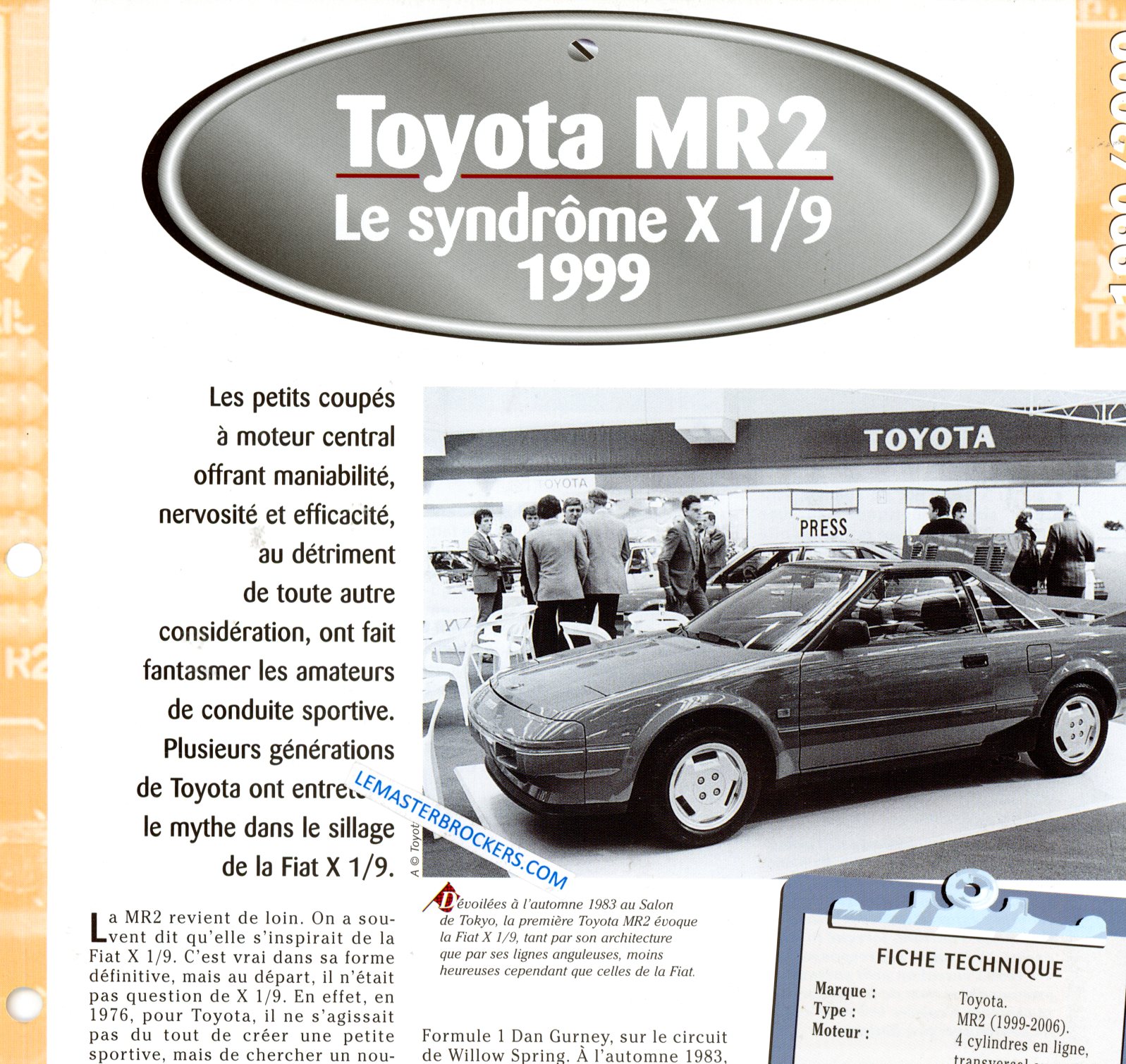 TOYOTA MR2 1999 FICHE TECHNIQUE