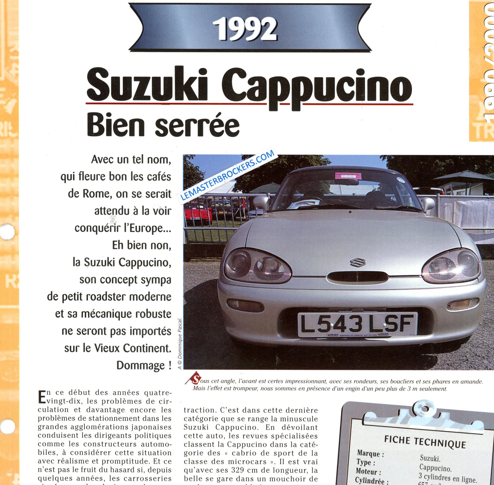 SUZUKI CAPPUCINO 1992 FICHE TECHNIQUE
