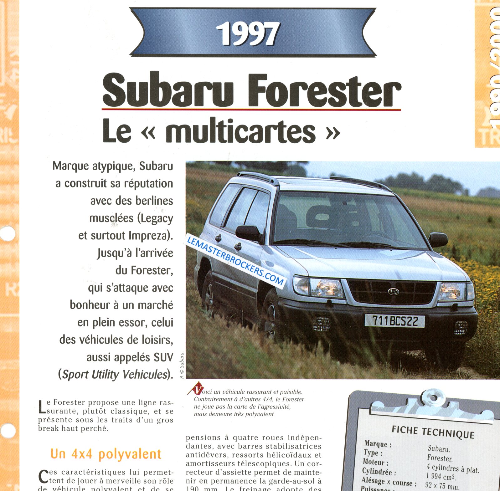 SUBARU FORESTER 1997 FICHE TECHNIQUE