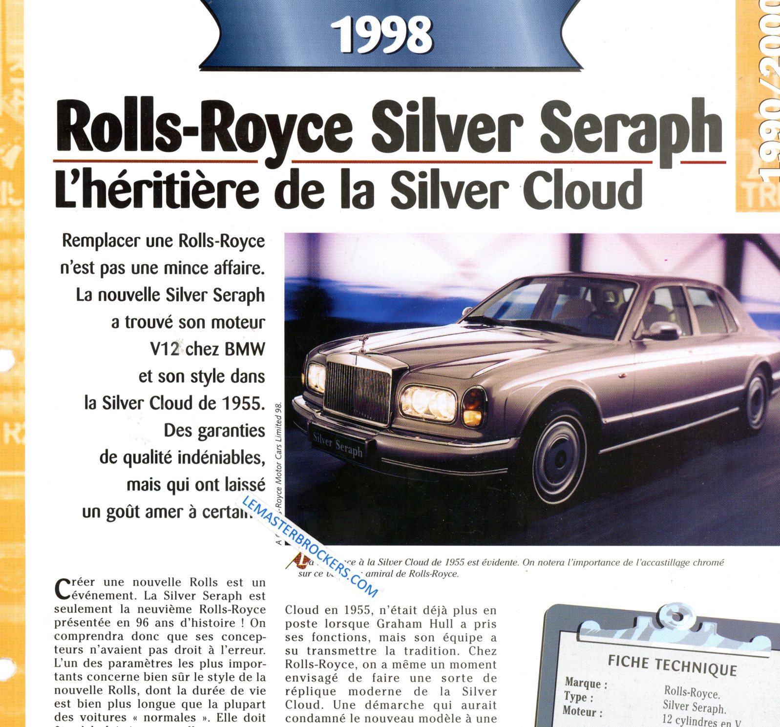 ROLLS ROYCE SILVER SERAPH 1998 FICHE TECHNIQUE